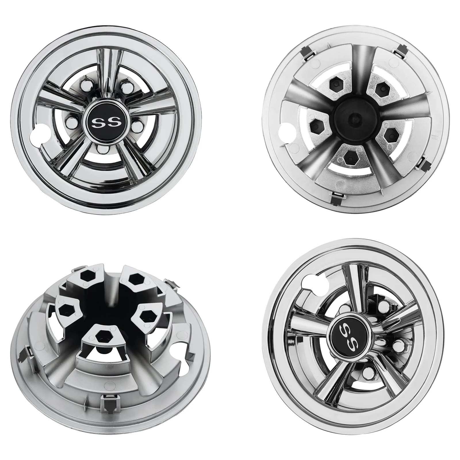 NOKINS 8-Inch Silver Golf Cart Wheel Hubcaps image 2
