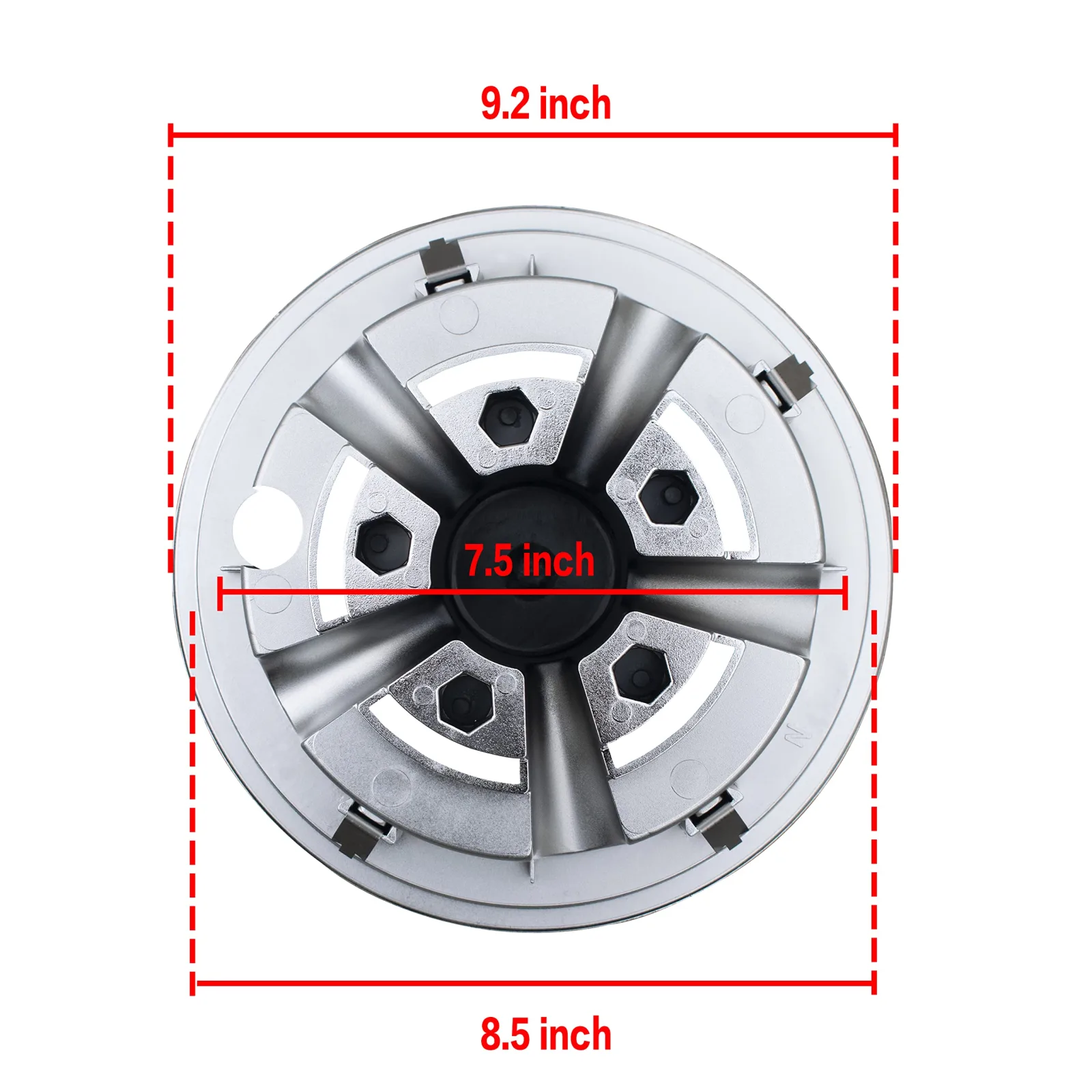 NOKINS 8-Inch Silver Golf Cart Wheel Hubcaps image 4
