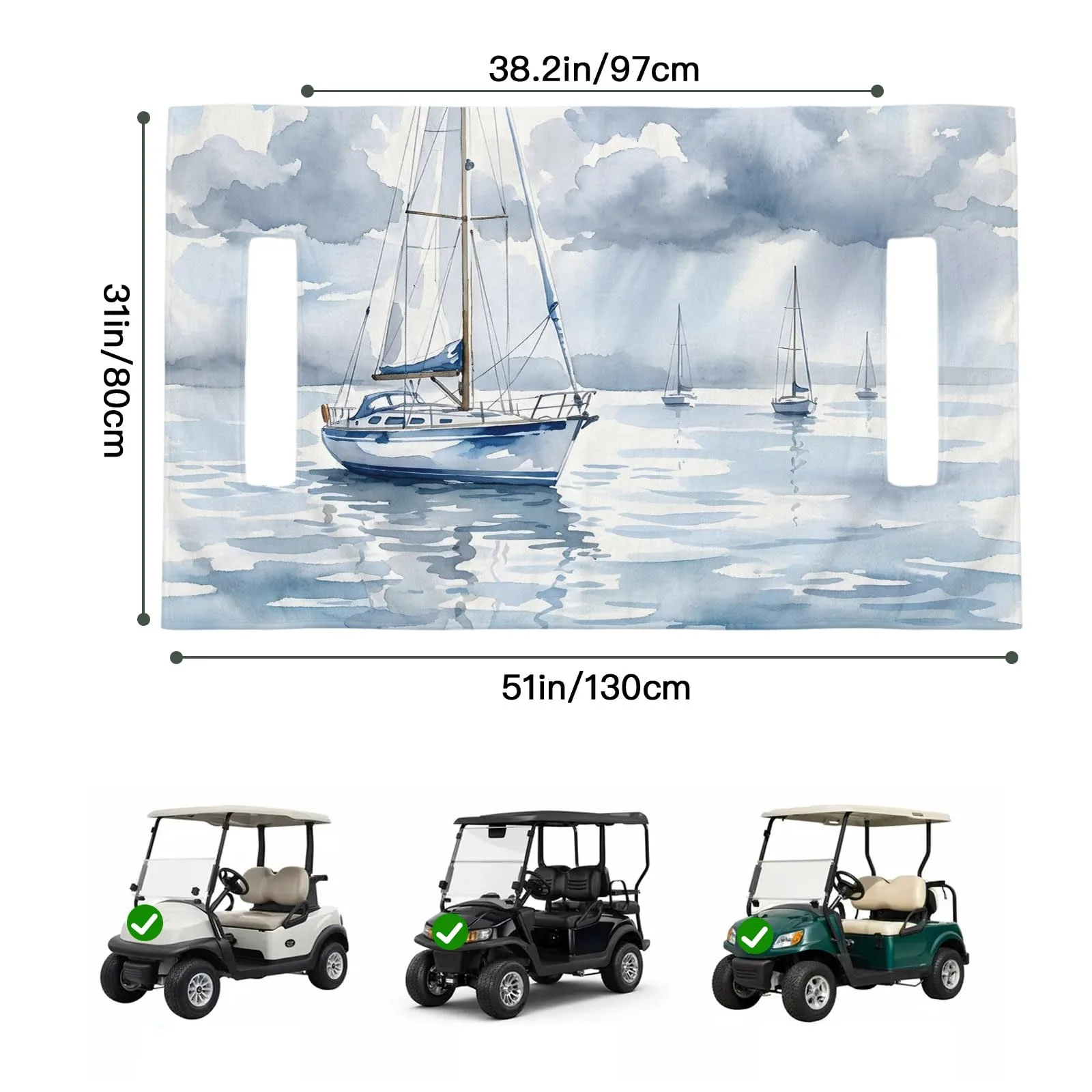 Trosturdspn Golf Cart Seat Cover Towel, 51 x 31 in image 2