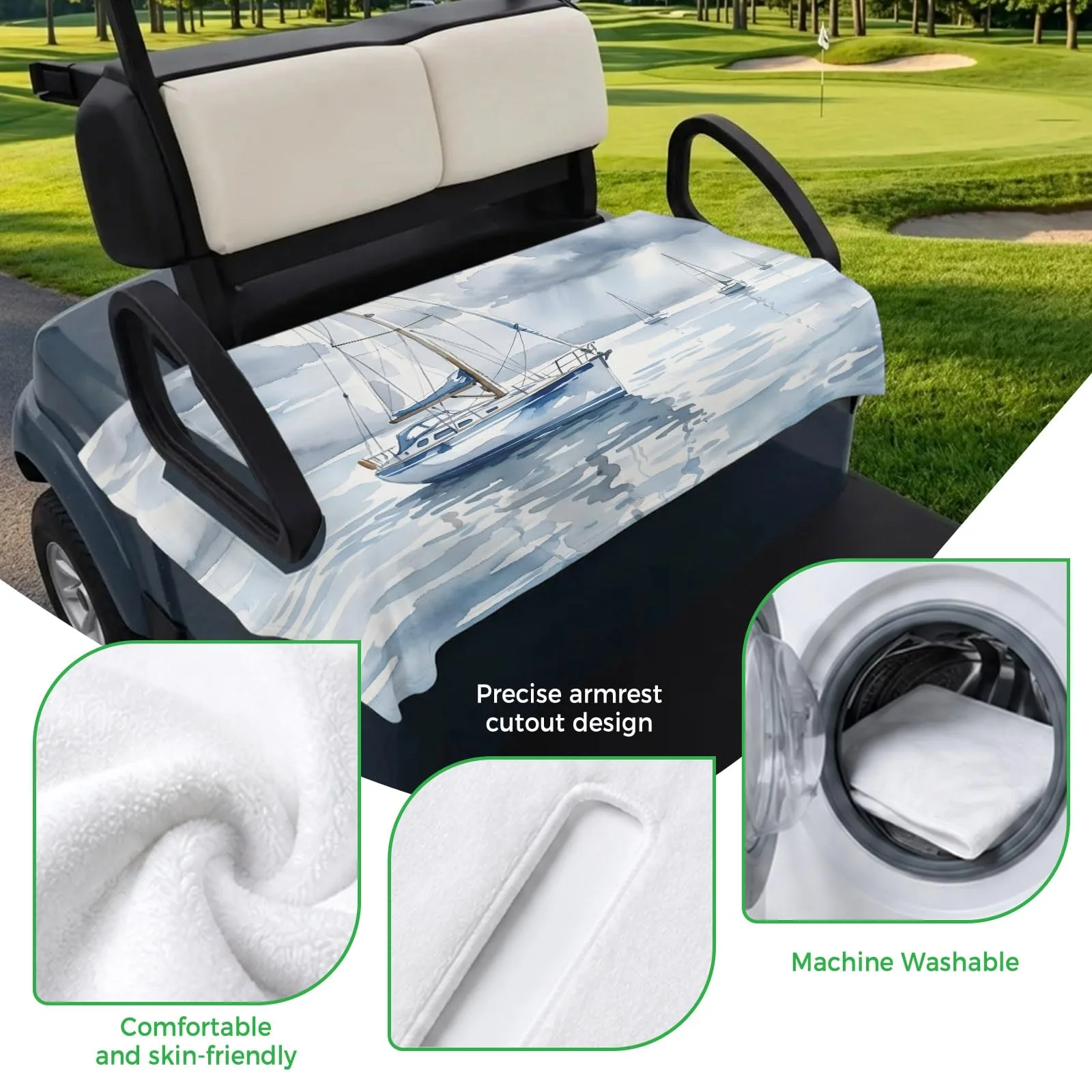 Trosturdspn Golf Cart Seat Cover Towel, 51 x 31 in image 3