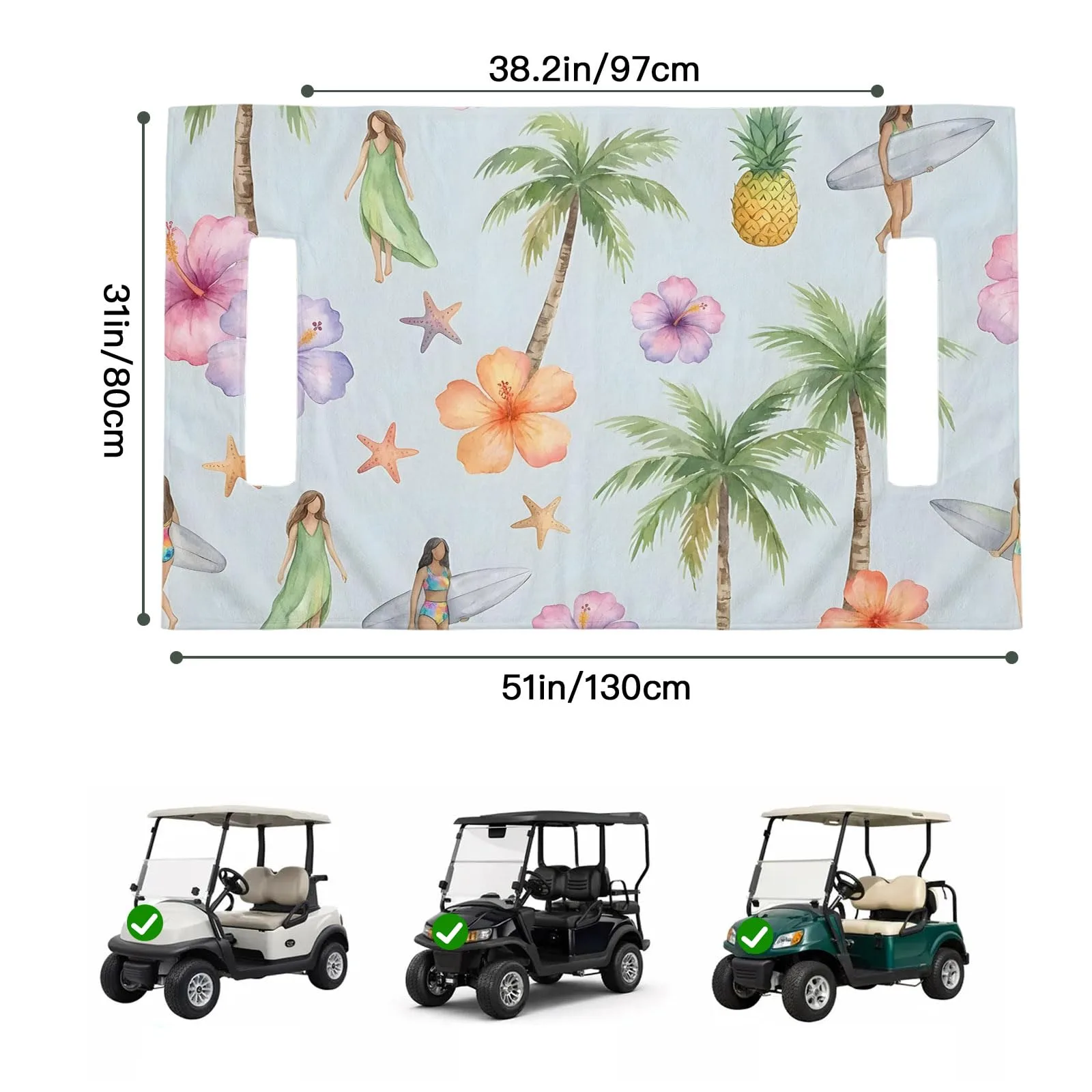 Trosturdspn Coastal Beach Golf Cart Seat Cover 51 x 31 image 2