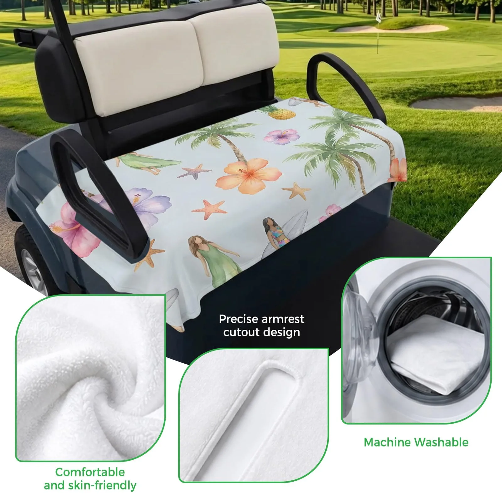 Trosturdspn Coastal Beach Golf Cart Seat Cover 51 x 31 image 3