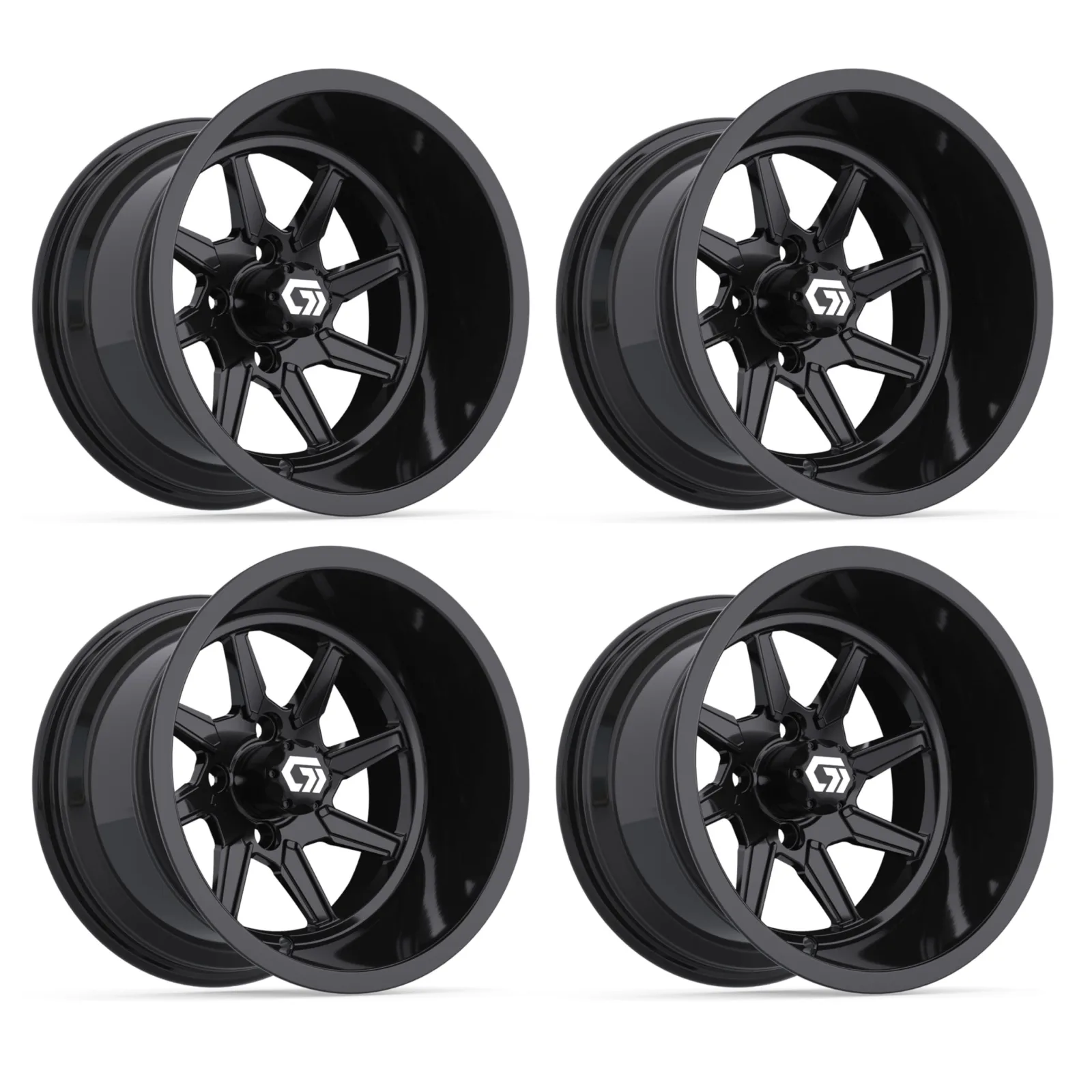GTW Reaper 14-Inch Gloss Black Golf Cart Wheels Set