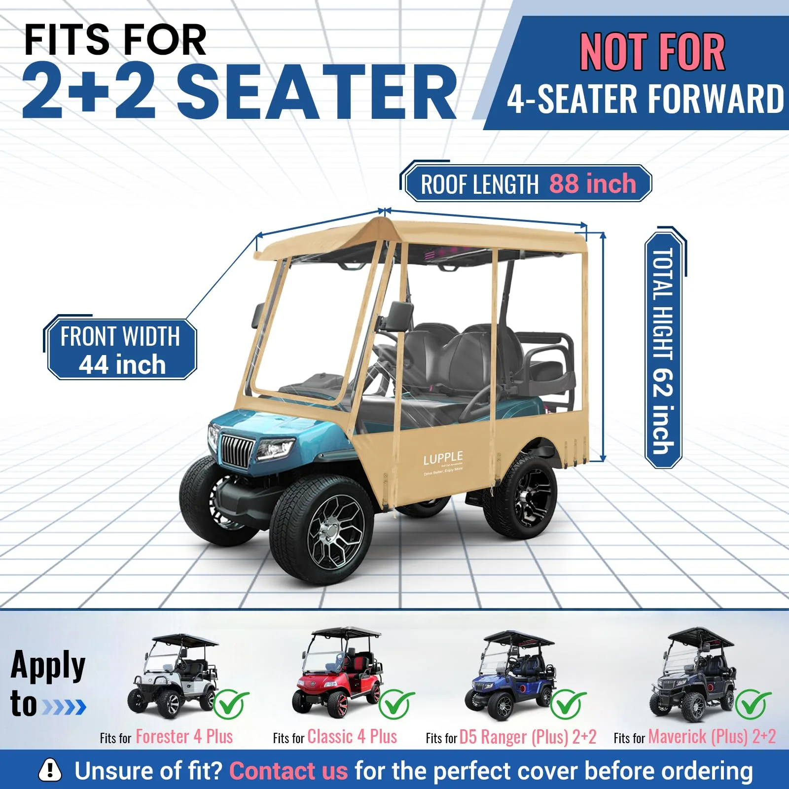 LUPPLE Golf Cart Enclosure for Evolution 2+2 Long-Roof Carts image 2