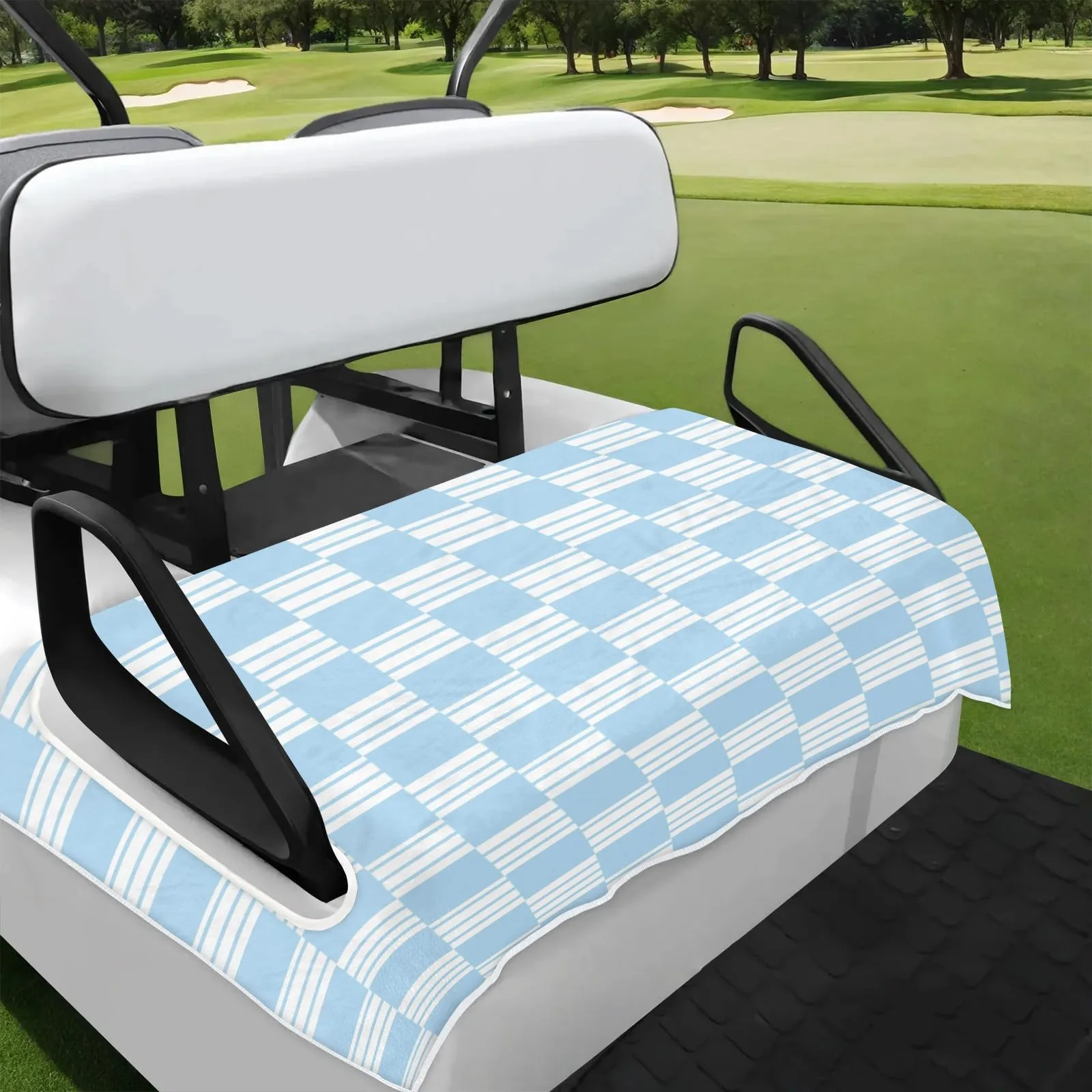 Tiveruda Blue Stripe Golf Cart Seat Cover for 2-Person Seats