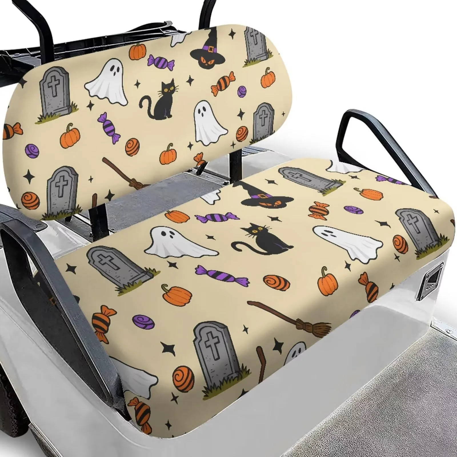 Quidrwyo Ghost Cat Golf Cart Seat Cover Set