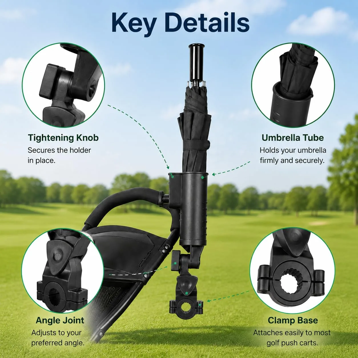 RJAHDNC Golf Umbrella Holder for Alphard Omni Cart image 4