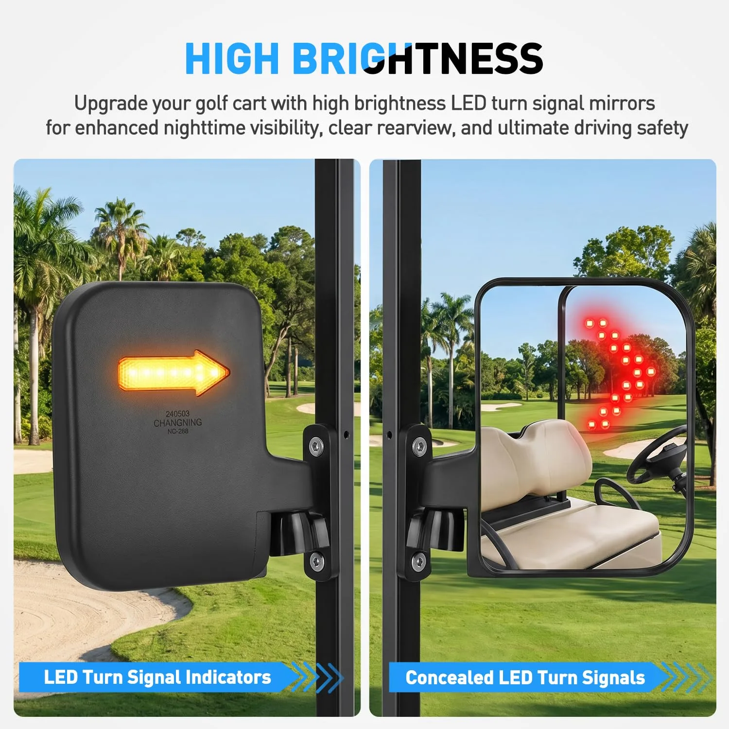 Nilight Mir-G511 Golf Cart Side Mirrors with LED Turn Signals image 3