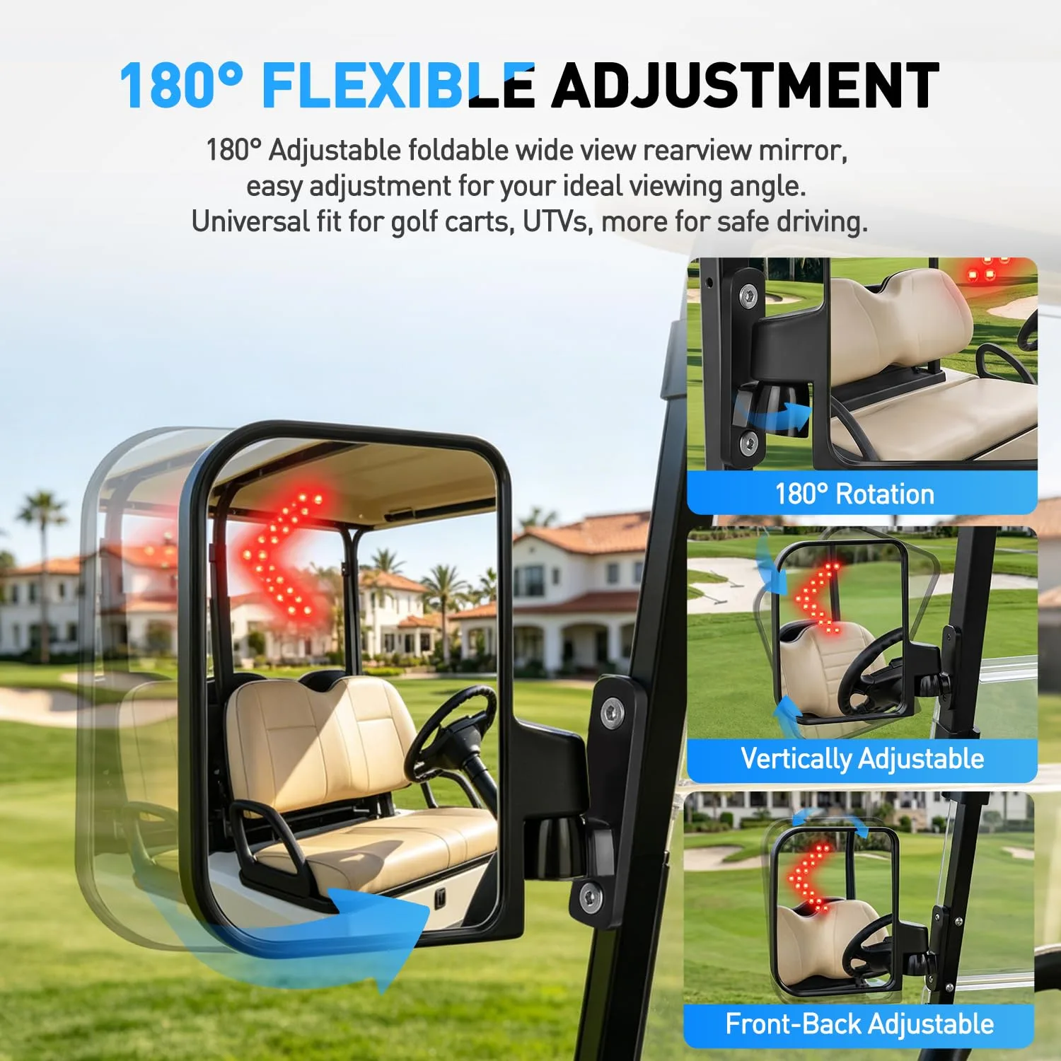 Nilight Mir-G511 Golf Cart Side Mirrors with LED Turn Signals image 4