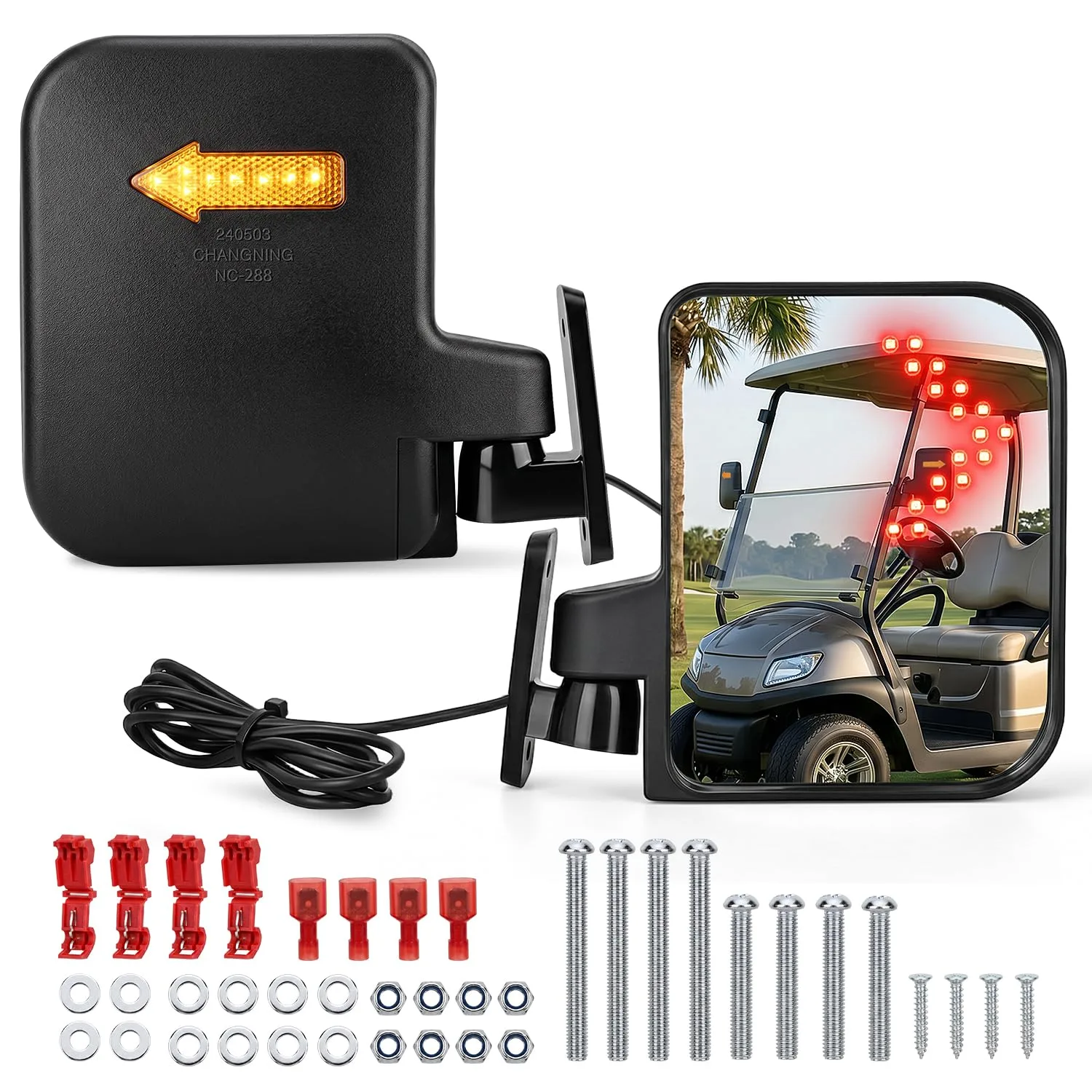 Nilight Mir-G511 Golf Cart Side Mirrors with LED Turn Signals
