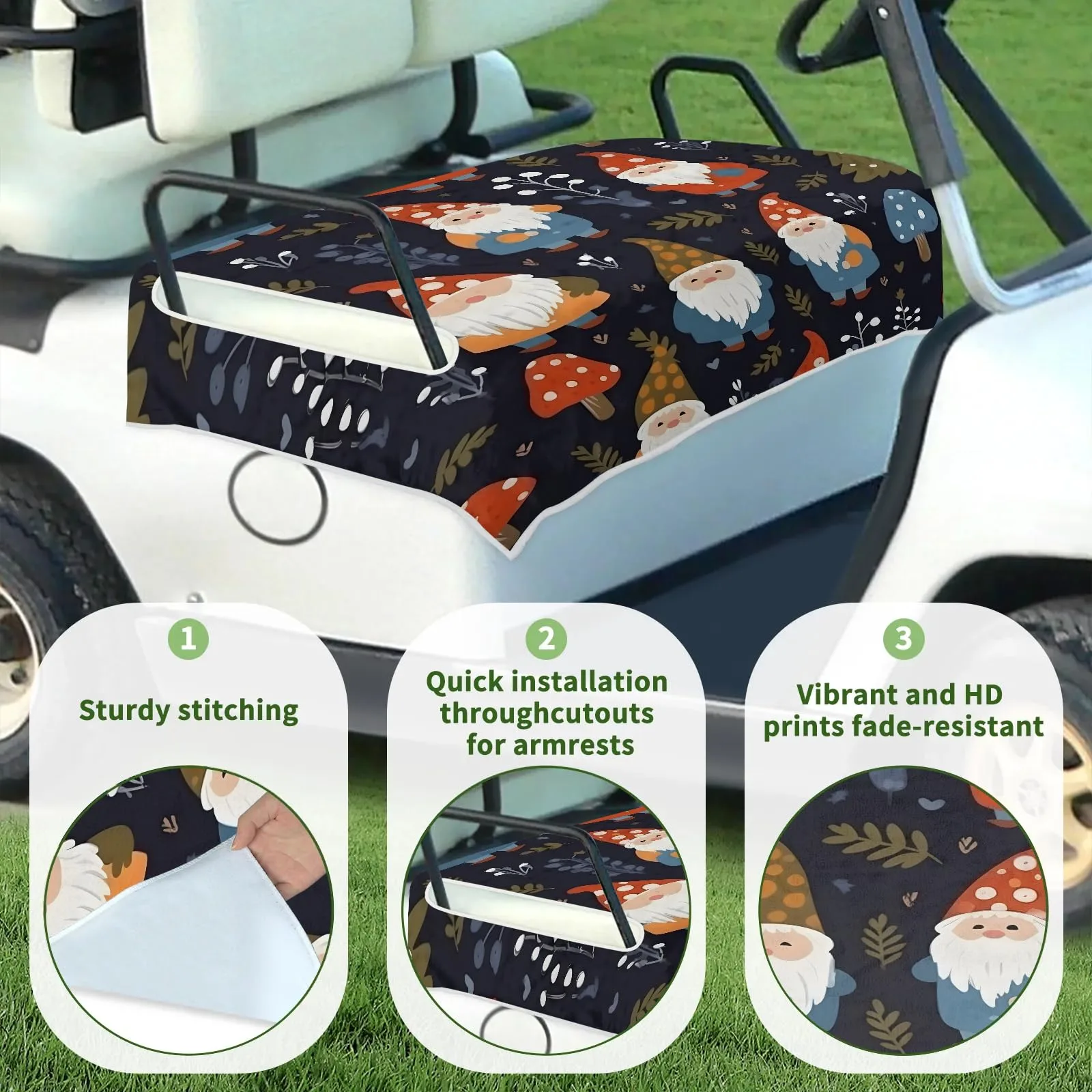 Tiveruda Christmas Gnome Golf Cart Seat Cover 51 x 31 in image 3