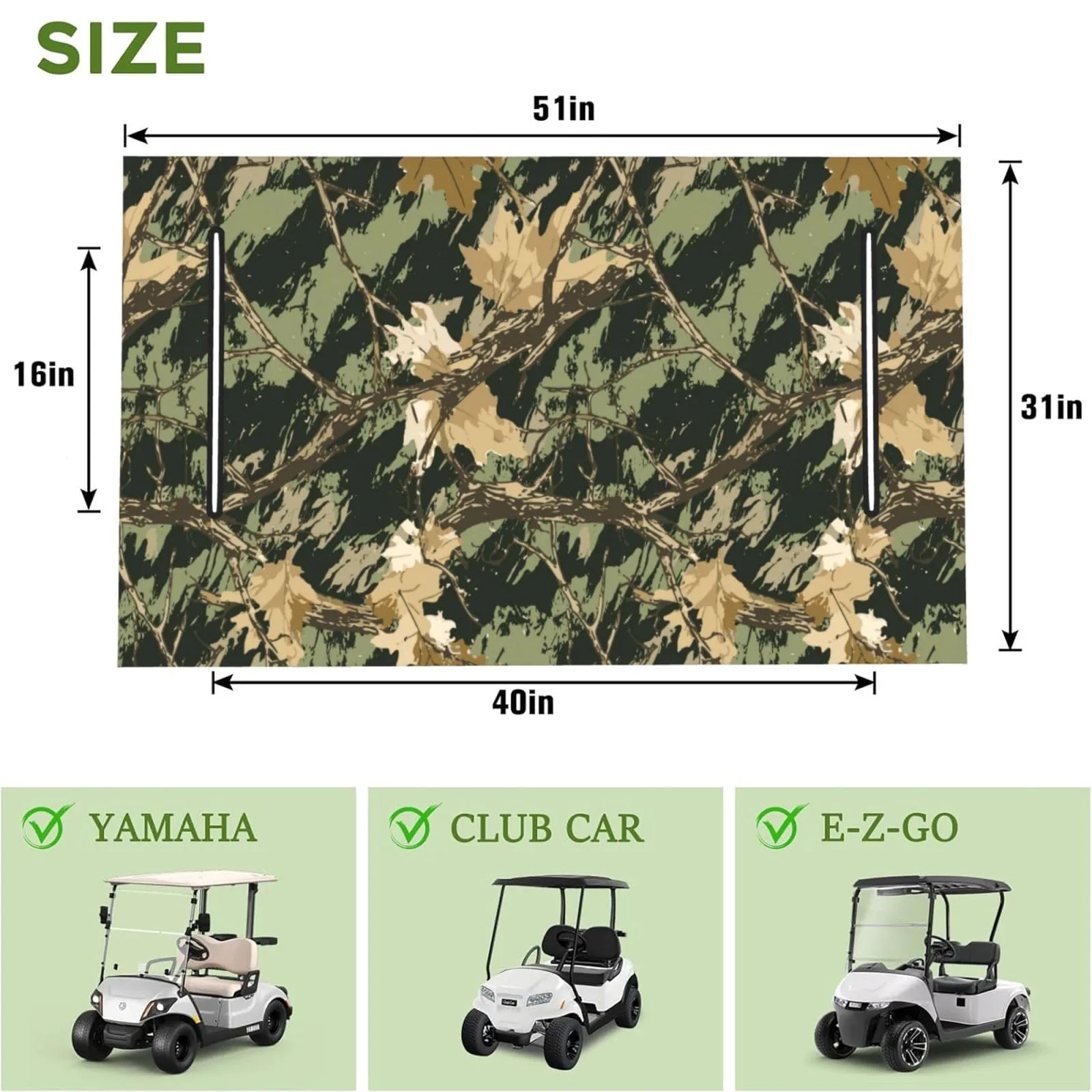 RIOKWLKX Oak Leaves Hunting Camo 51x31 in Golf Cart Seat Cover image 3