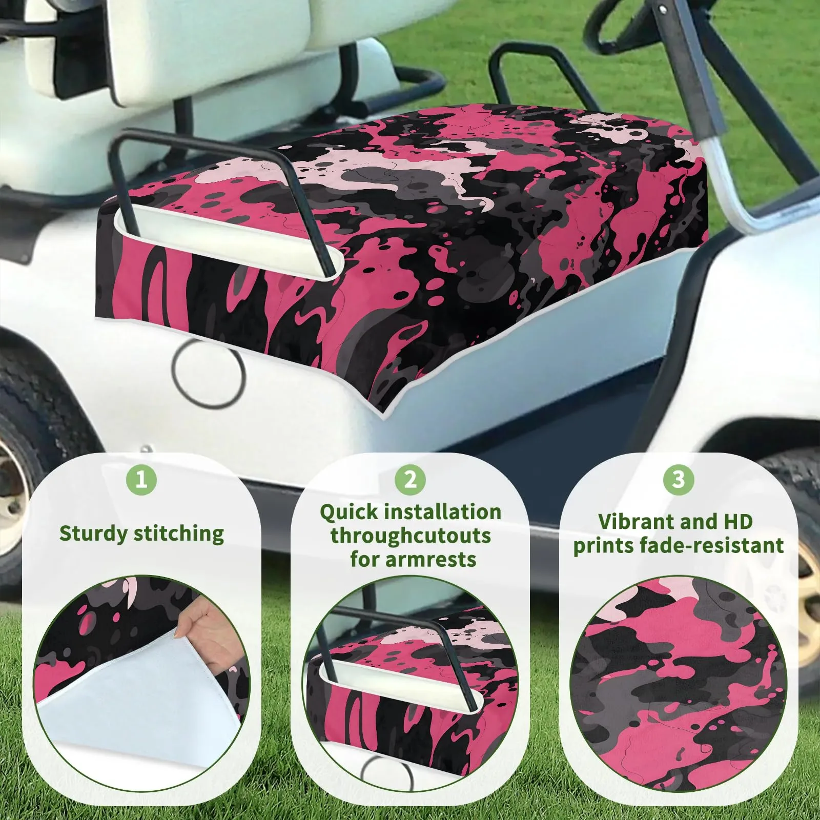 Tiveruda Camouflage Pink Golf Cart Seat Cover 51 x 31 image 3