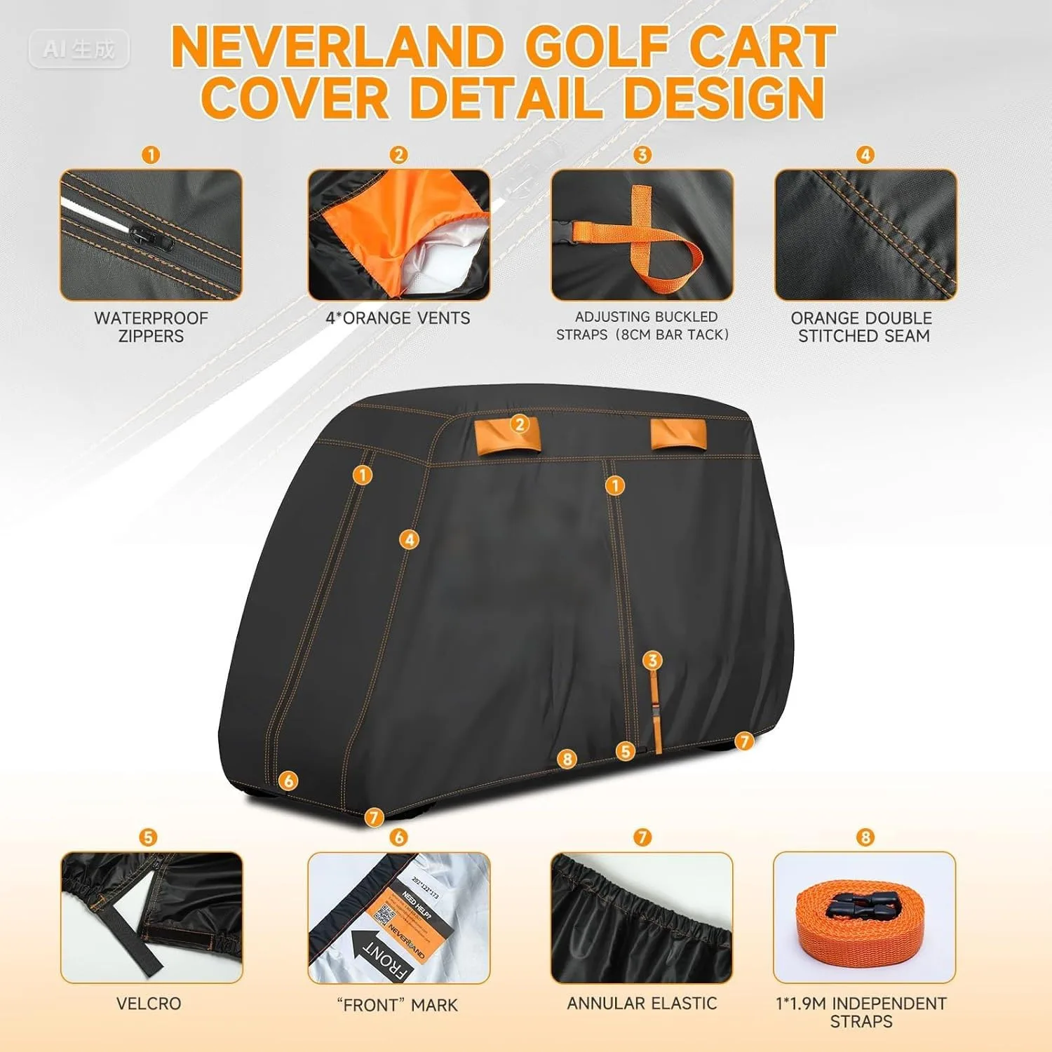 BIANTENIU Waterproof Golf Cart Cover for Tomberlin E-Merge SS Saloon 4 image 2