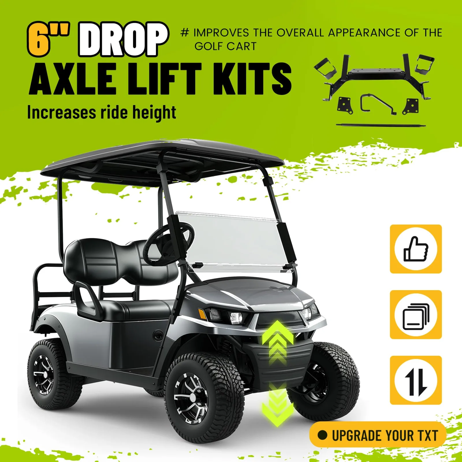 ECOTRIC ECOA90 6-Inch Drop Axle Lift Kit for E-Z-GO TXT image 3