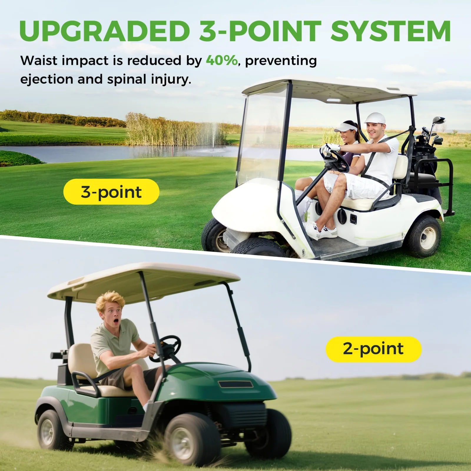 10L0L 3-Point Golf Cart Seat Belt Kit for EZGO and Club Car image 3