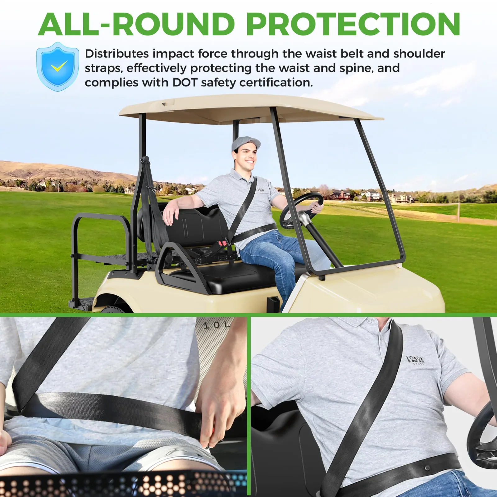 10L0L 3-Point Golf Cart Seat Belt Kit for EZGO and Club Car image 4