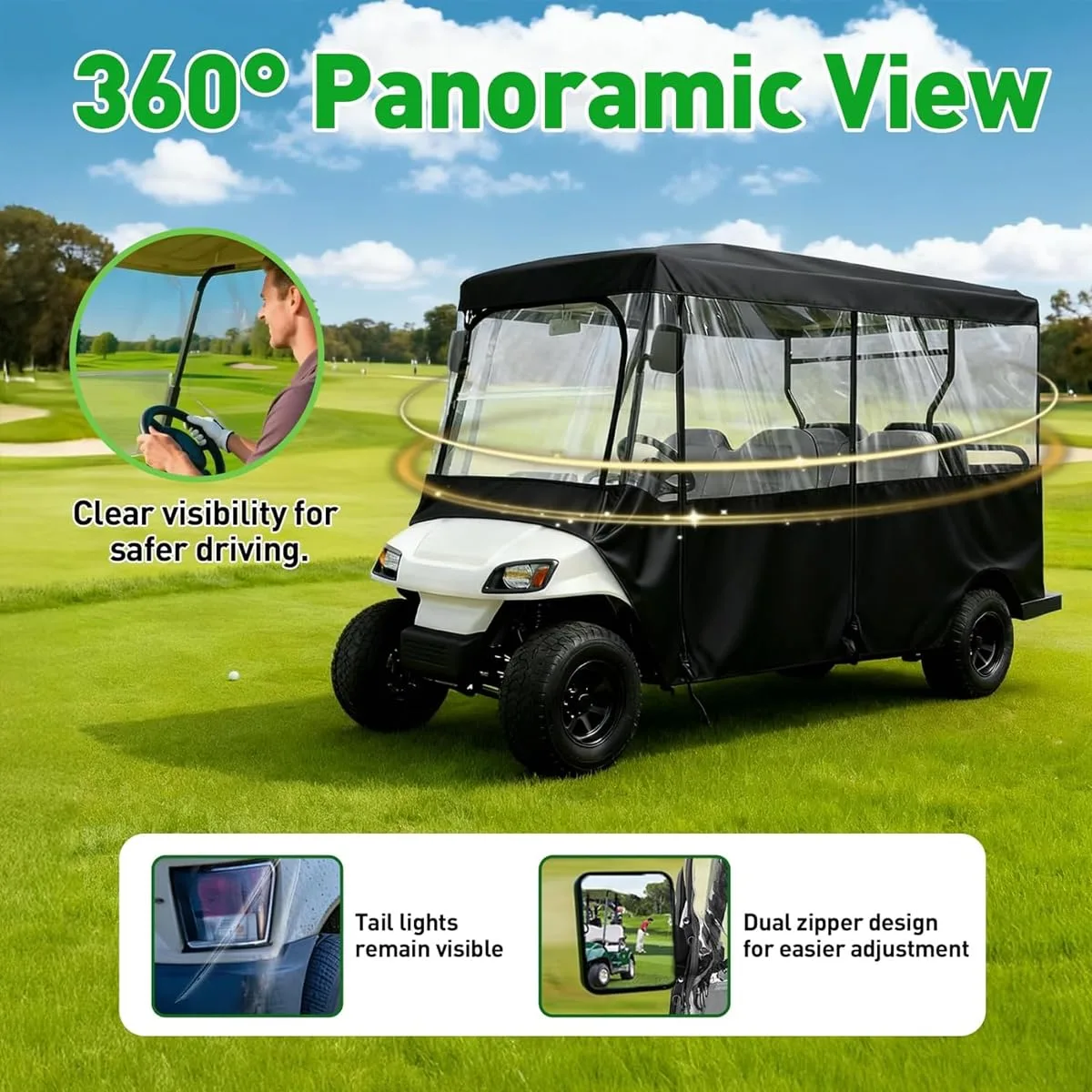 Vsjtzlkdp Golf Cart Enclosure for E-Z-GO Express S2 2018-2025 — 600D Waterproof image 3