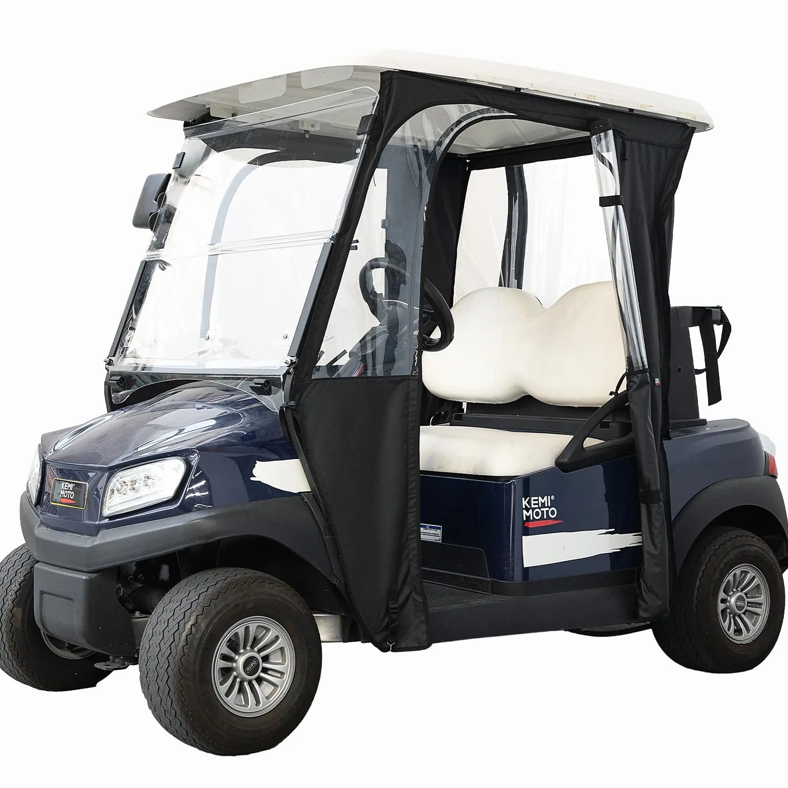 KEMIMOTO 3-Sided Golf Cart Enclosure Cover for Club Car Tempo — KMB1404-00306-BK image 2