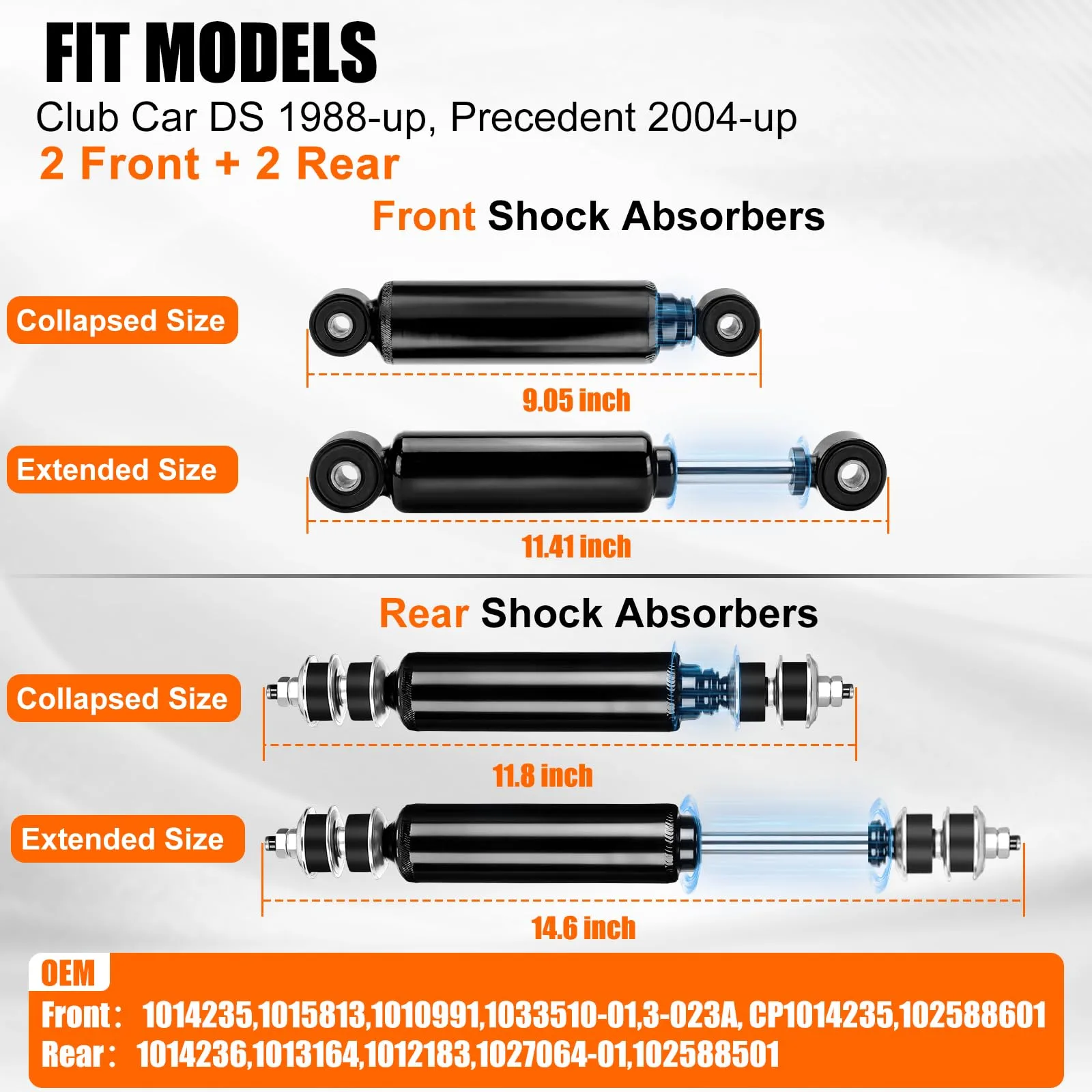 MOSNAI Club Car DS and Precedent Front & Rear Shocks image 2