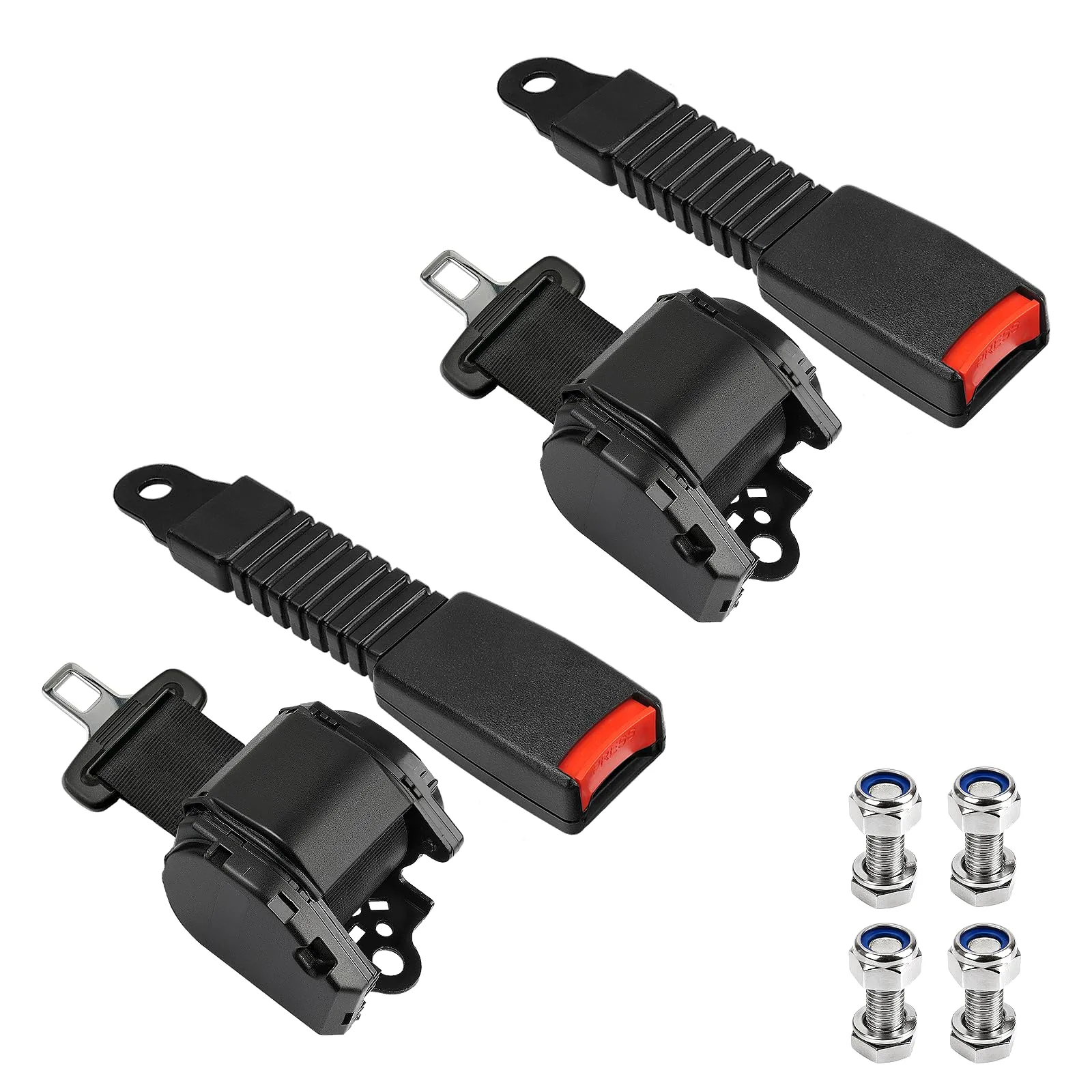 CLUBRALLY 78.7" Retractable Universal Golf Cart Seat Belts (2 Set)