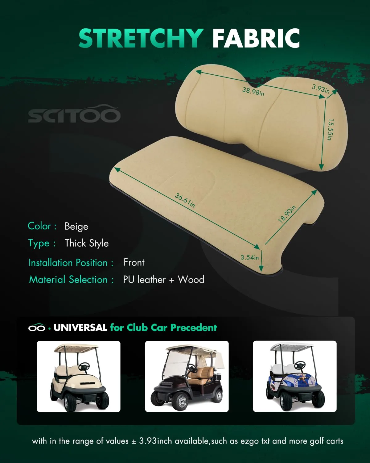 SCITOO Club Car Precedent Front Seat Cushion Set image 2