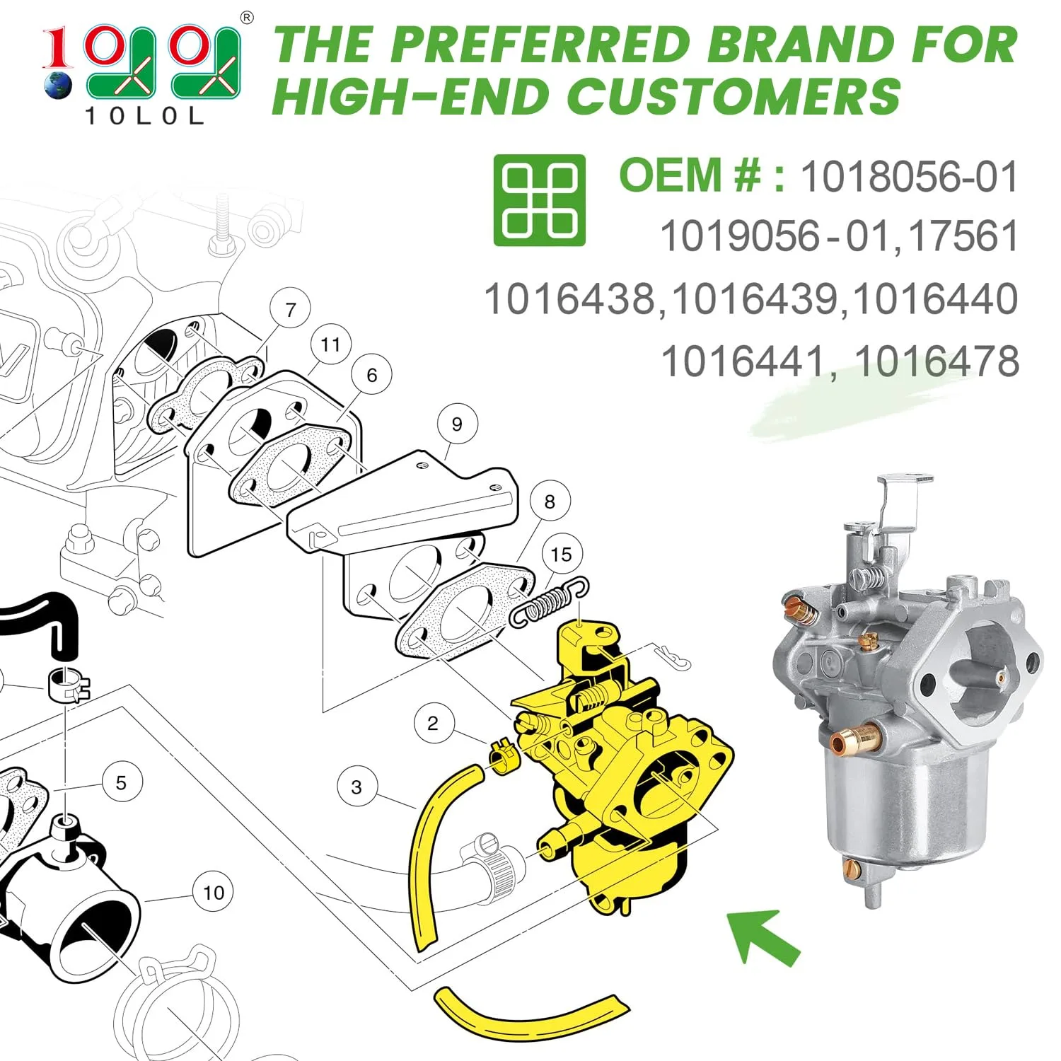 10L0L Carburetor Kit for Club Car DS and Precedent image 2