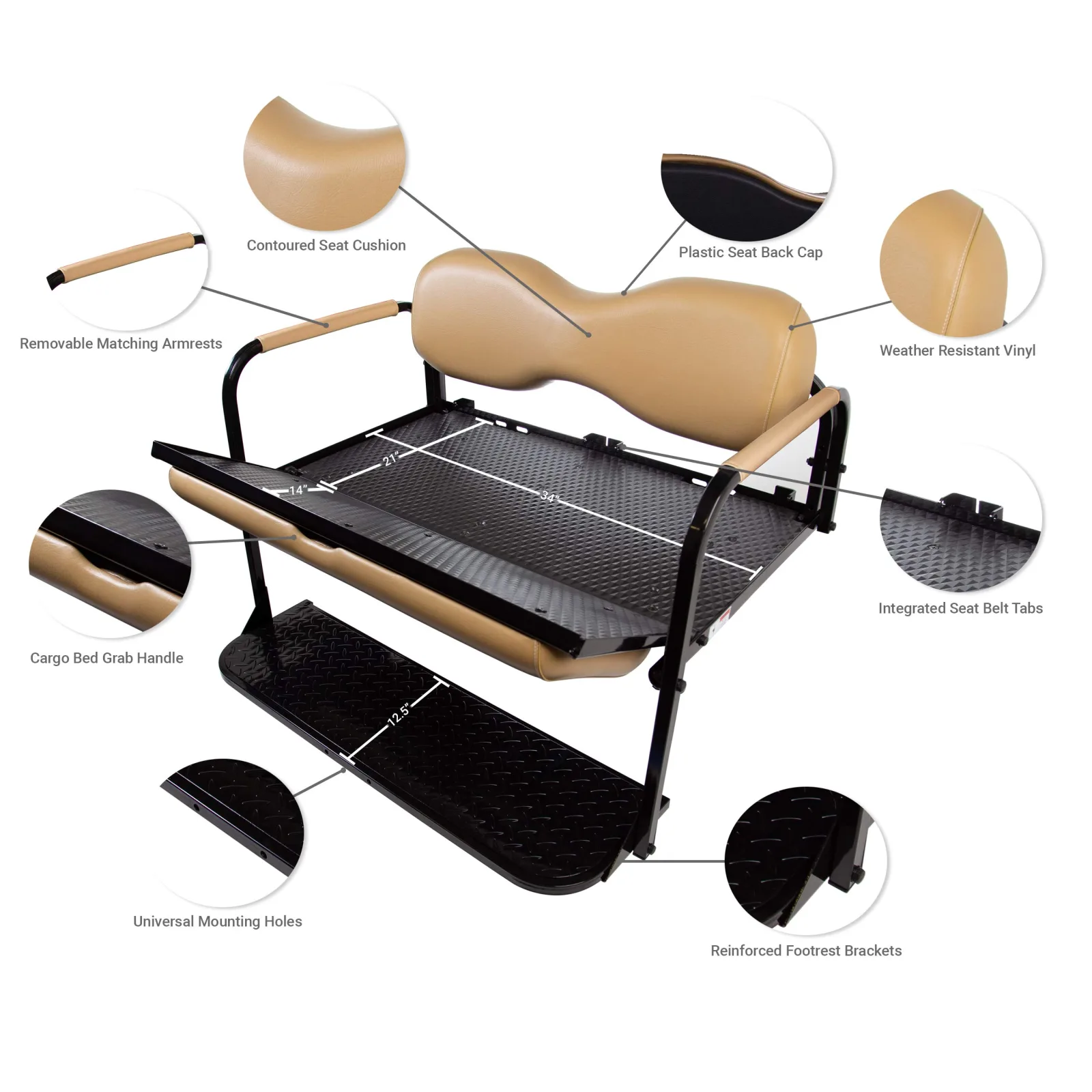 Golf Cart King Rear Flip Seat Kit for Yamaha G29 18116_1 image 4