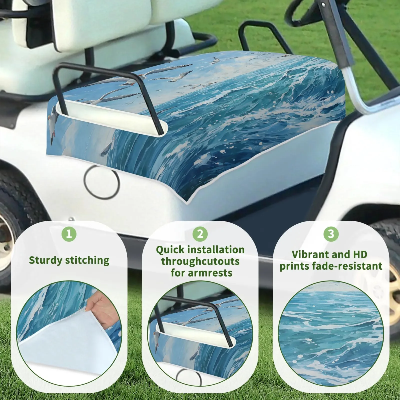 Tiveruda Golf Cart Seat Cover for Double Seats 51 x 31 in image 3