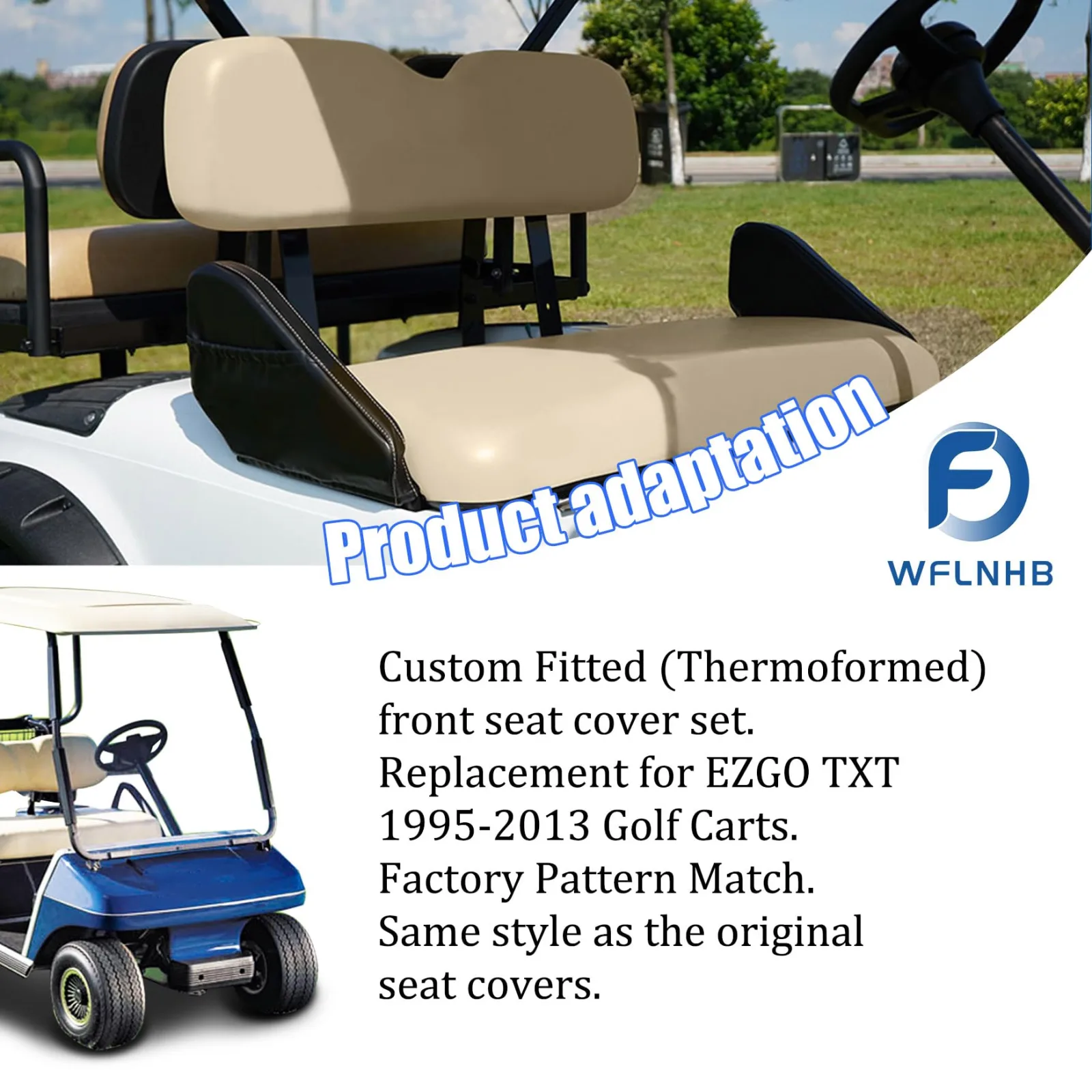 WFLNHB Front Seat Covers for E-Z-GO TXT 1995-2013 image 3