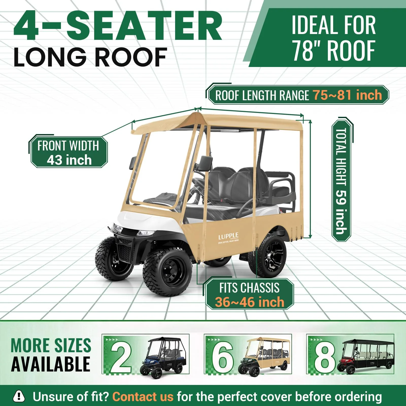 LUPPLE Golf Cart Enclosure for EZGO TXT/RXV Long Roof image 2