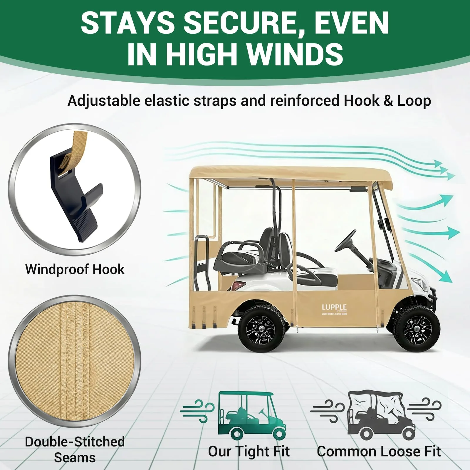 LUPPLE Golf Cart Enclosure for EZGO TXT/RXV Long Roof image 4