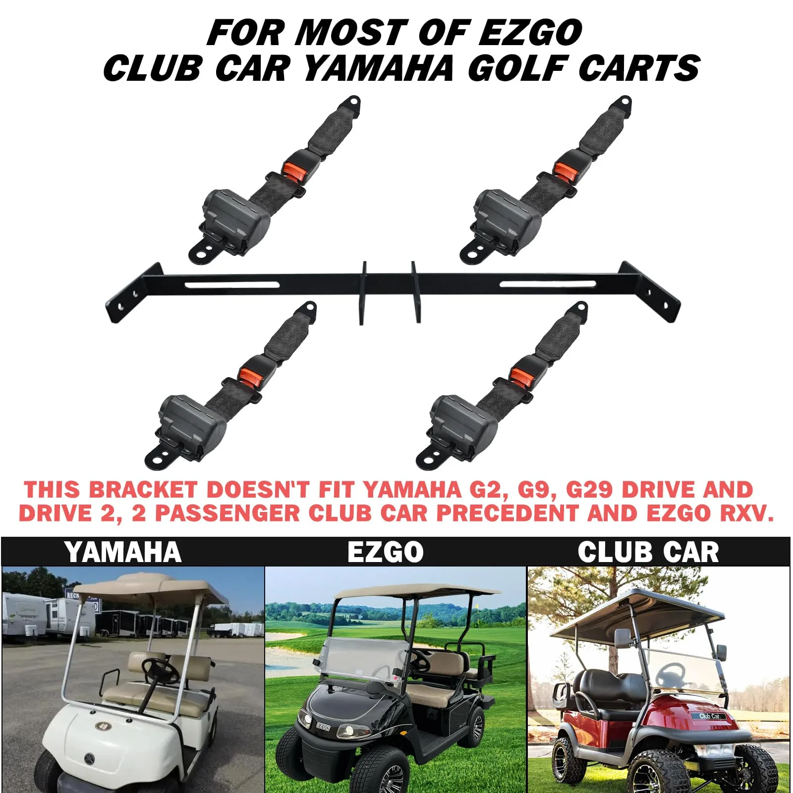 Orle Oko Golf Cart Seat Belt Kit for E-Z-GO TXT and Club Car DS image 4