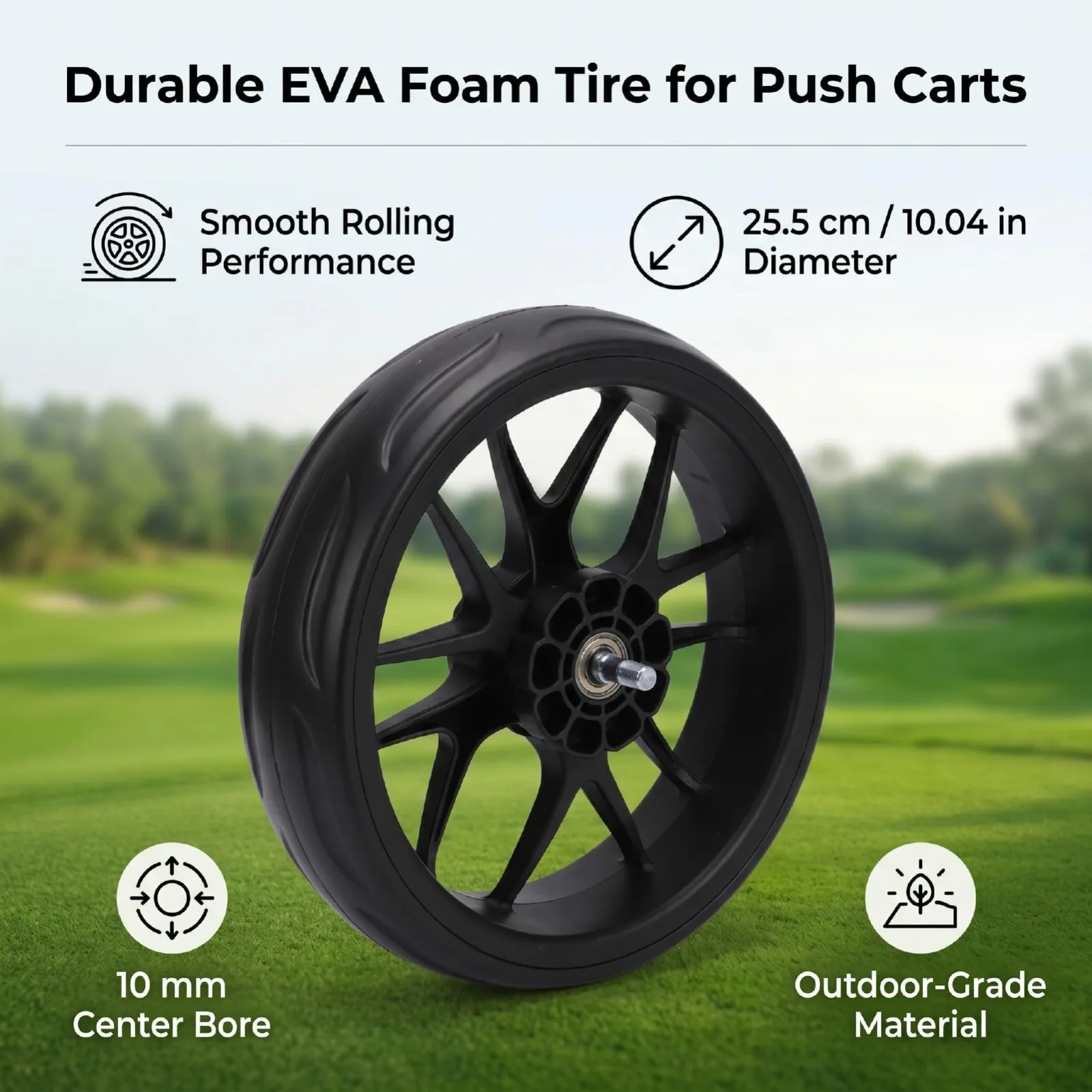 Alomejor 25.5 cm EVA Push Cart Wheel — 10mm Axle (Alomejor7nqv3s29px) image 2