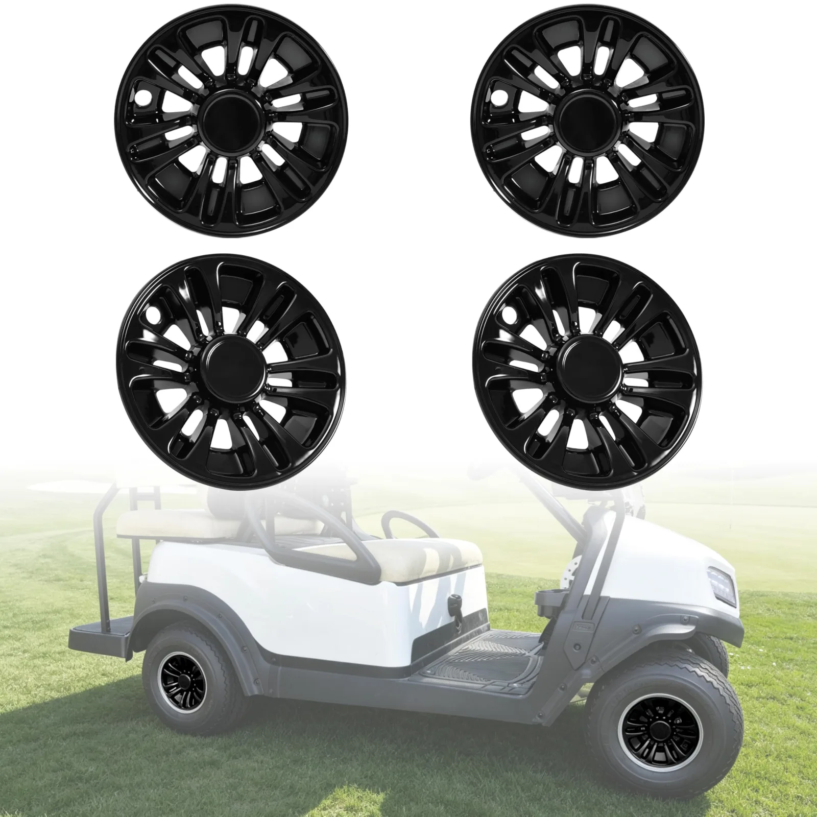 LDETXY 8-Inch Golf Cart Wheel Hub Caps LDE-041403-004