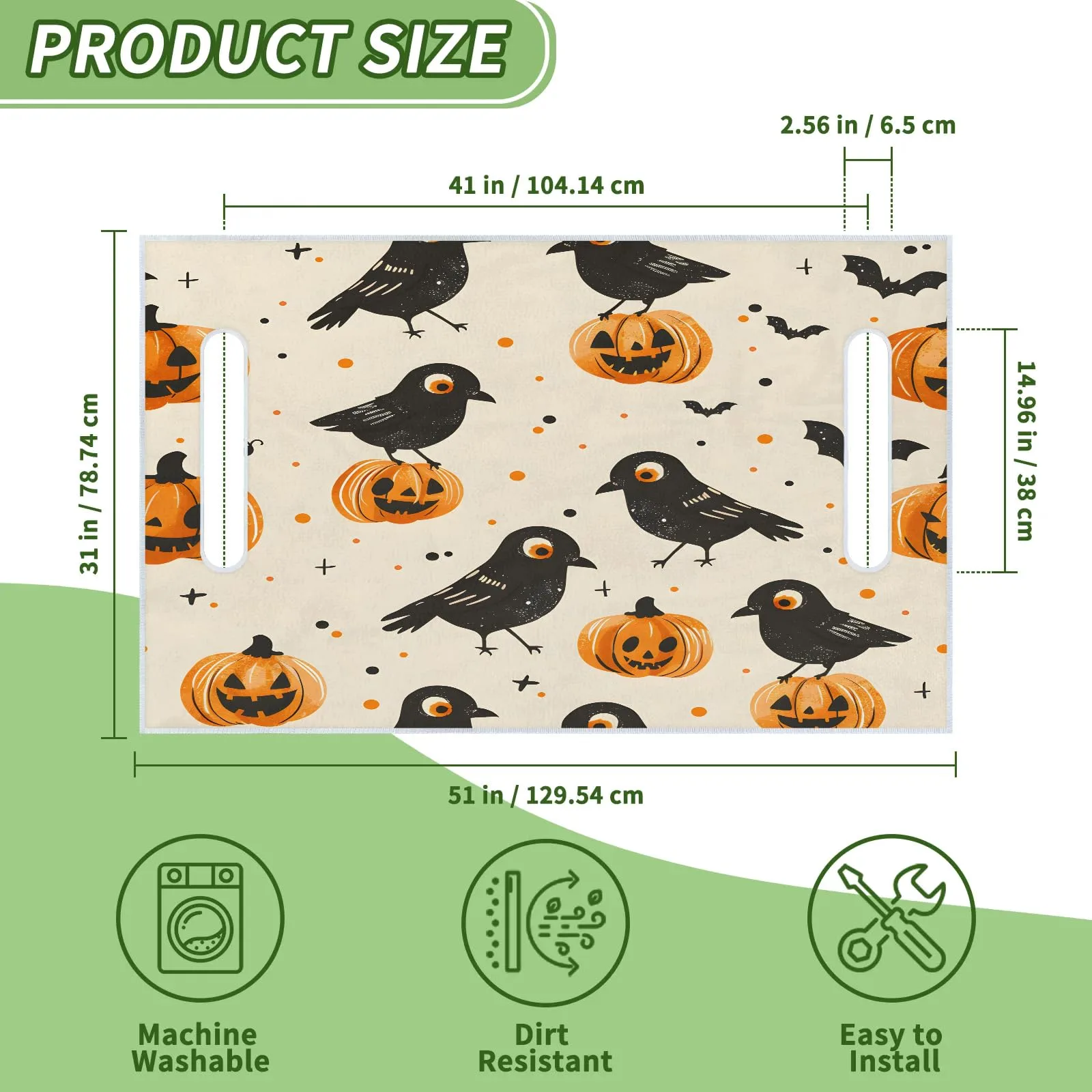 Tiveruda Halloween Pumpkin Golf Cart Seat Cover, 51 x 31 in image 2