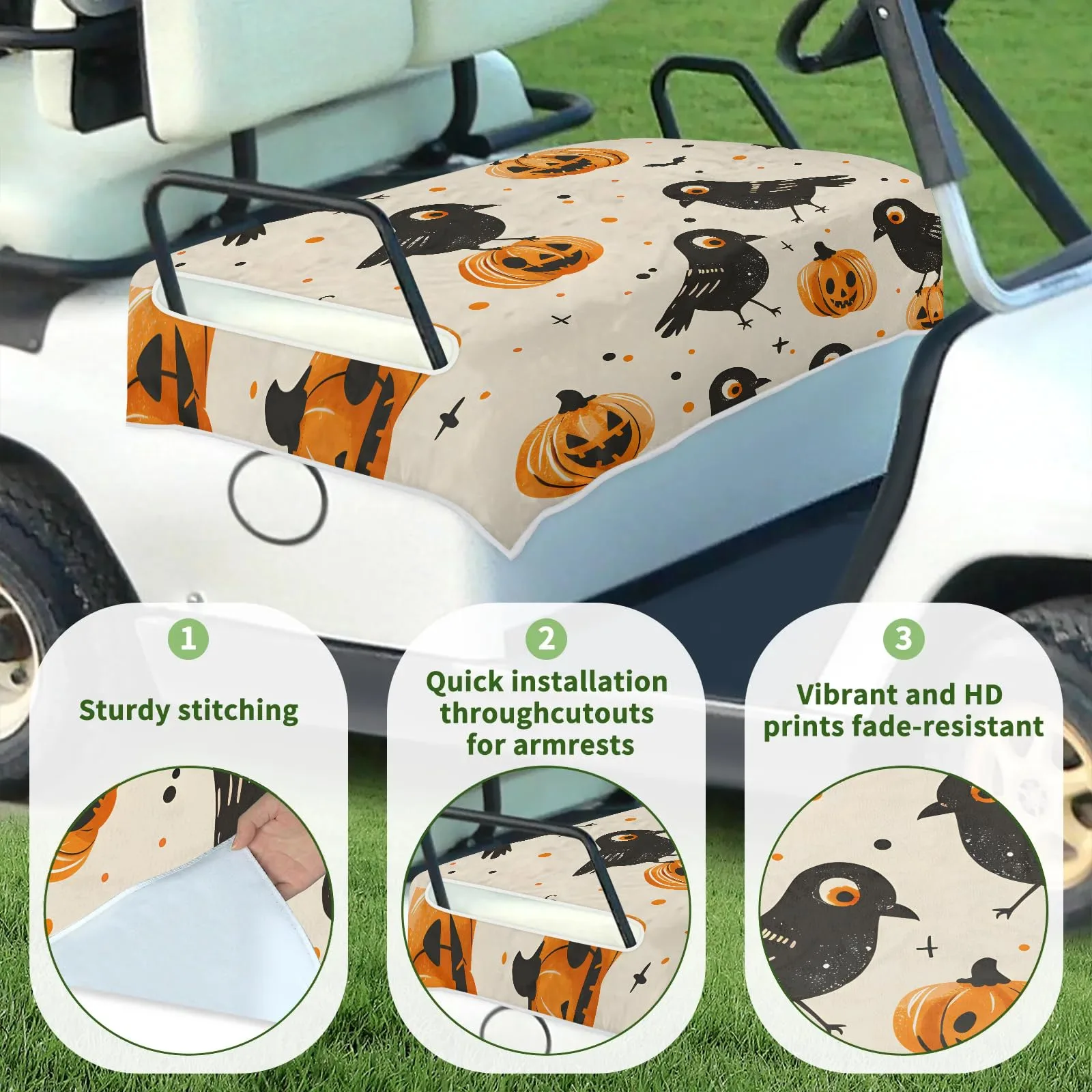 Tiveruda Halloween Pumpkin Golf Cart Seat Cover, 51 x 31 in image 3