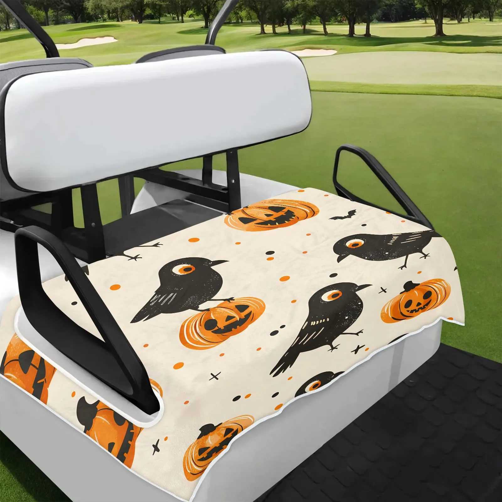 Tiveruda Halloween Pumpkin Golf Cart Seat Cover, 51 x 31 in