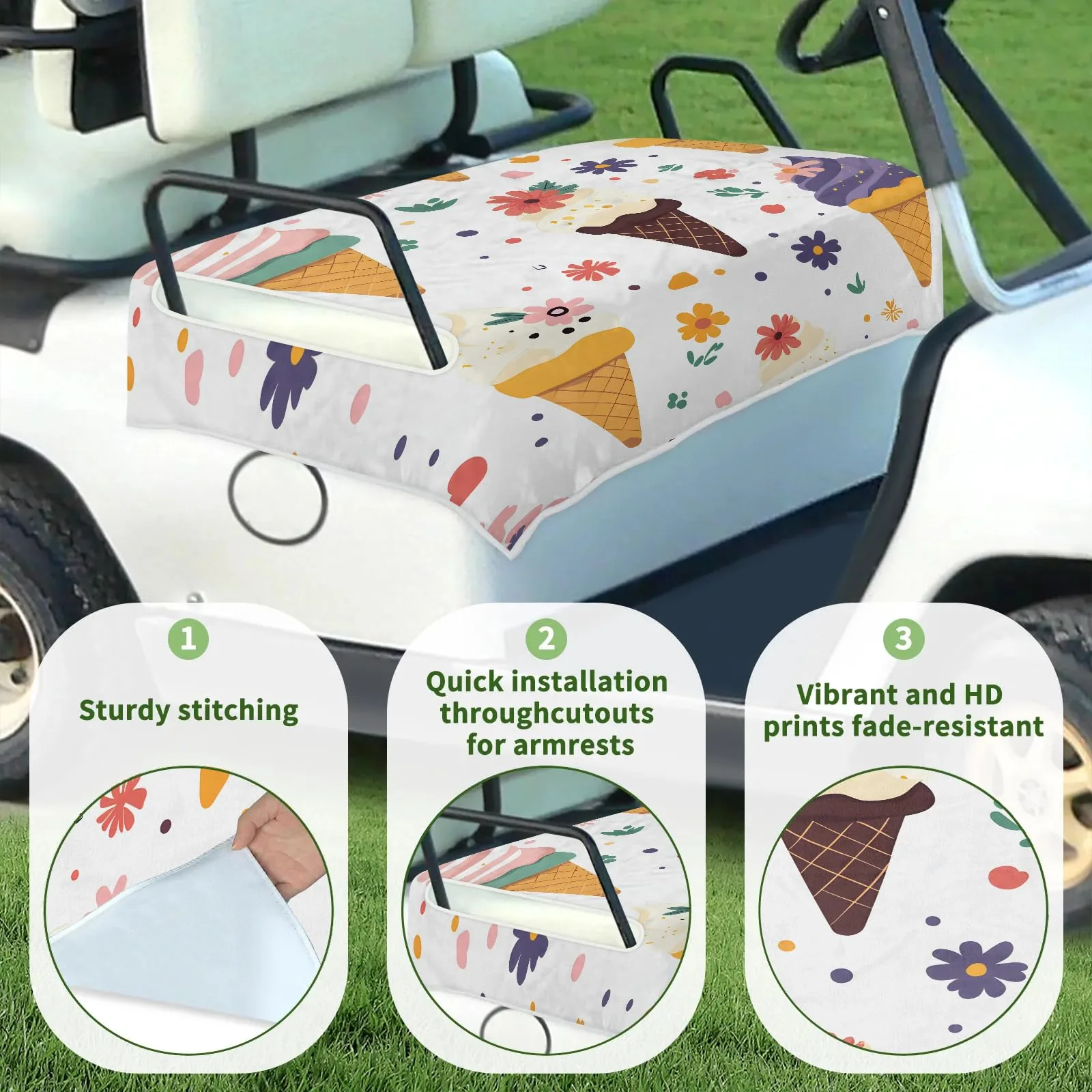Tiveruda Golf Cart Seat Cover for Double Seats 51 x 31 in image 3
