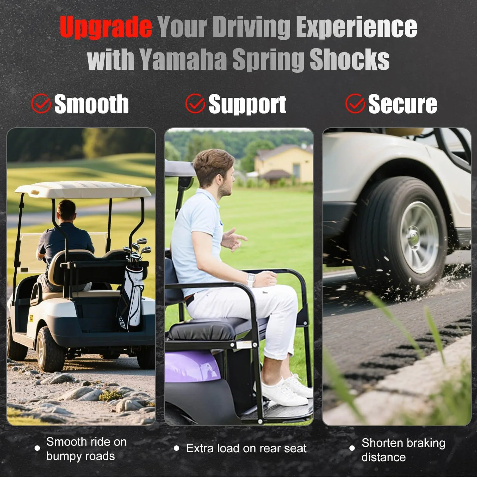 LEAPGOMAX Heavy-Duty Rear Shocks for Yamaha Golf Carts image 3