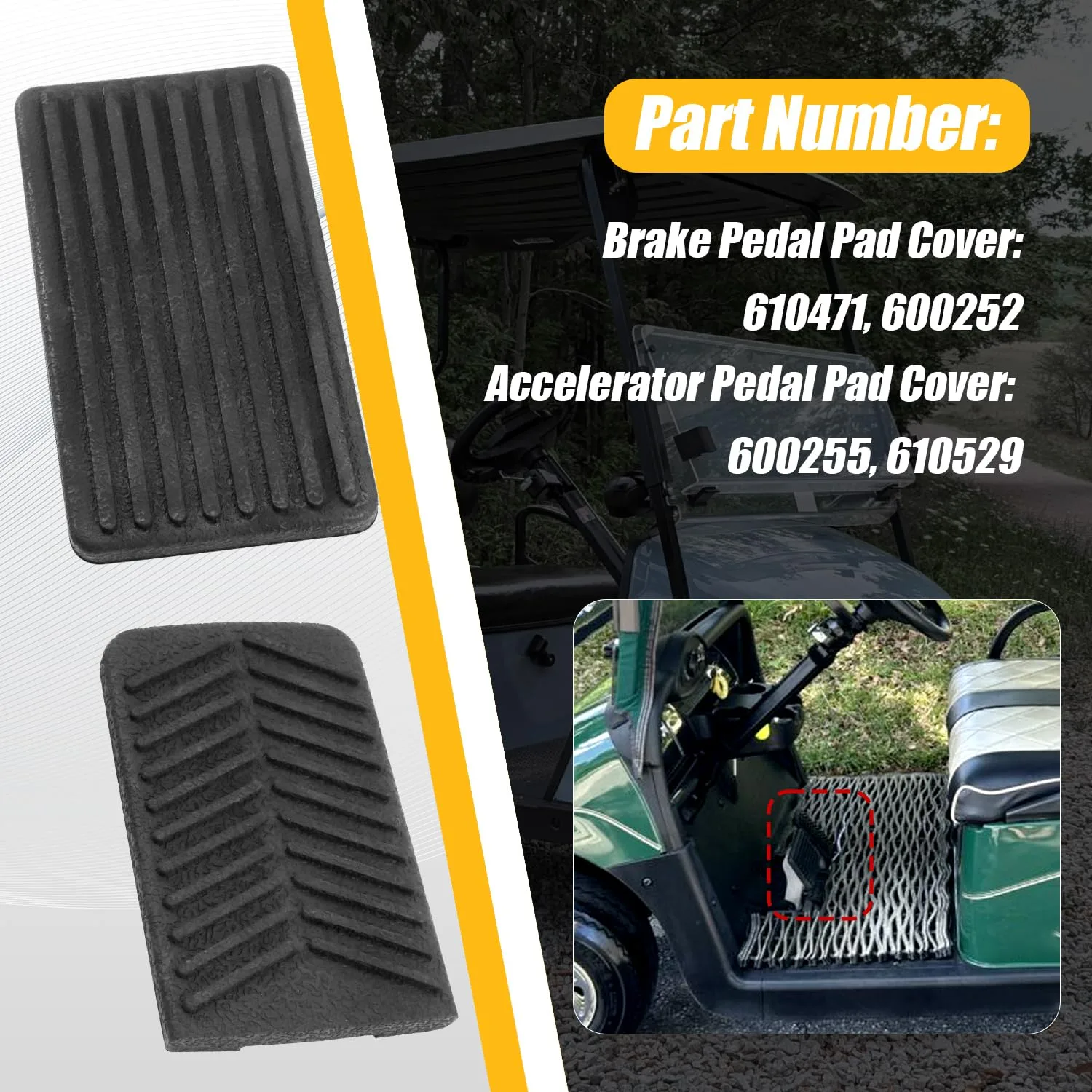 COOL STAR E-Z-GO RXV Golf Cart Pedal Pad Cover Kit image 2