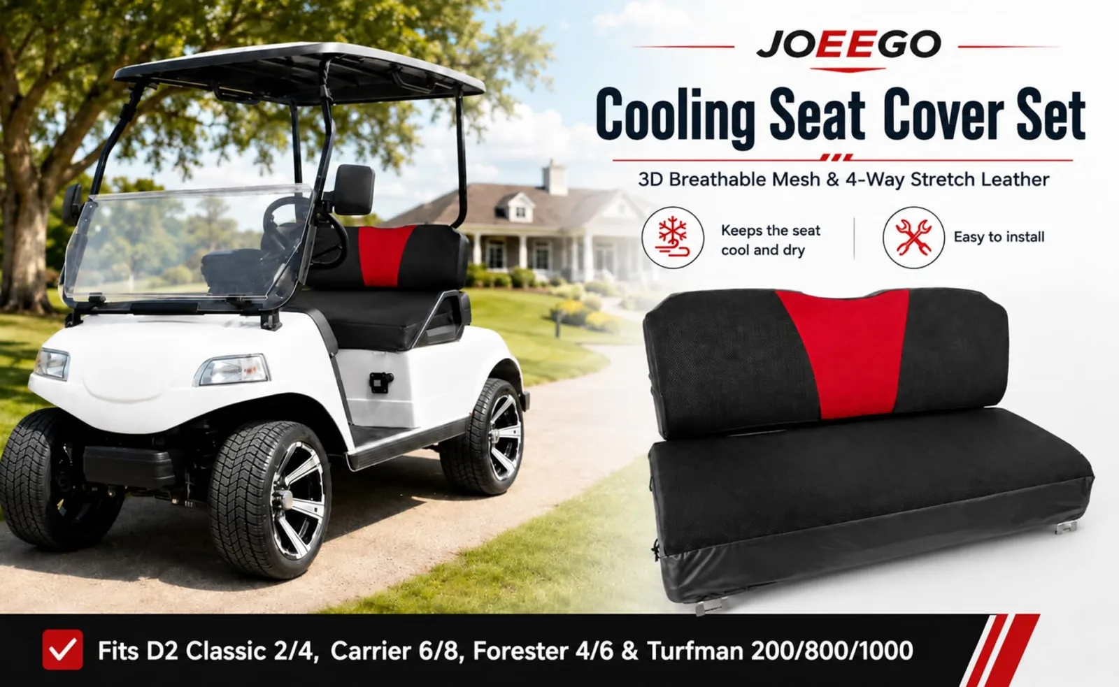 JOEEGO Golf Cart Cooling Seat Cover Set JO-GSC-01 image 3