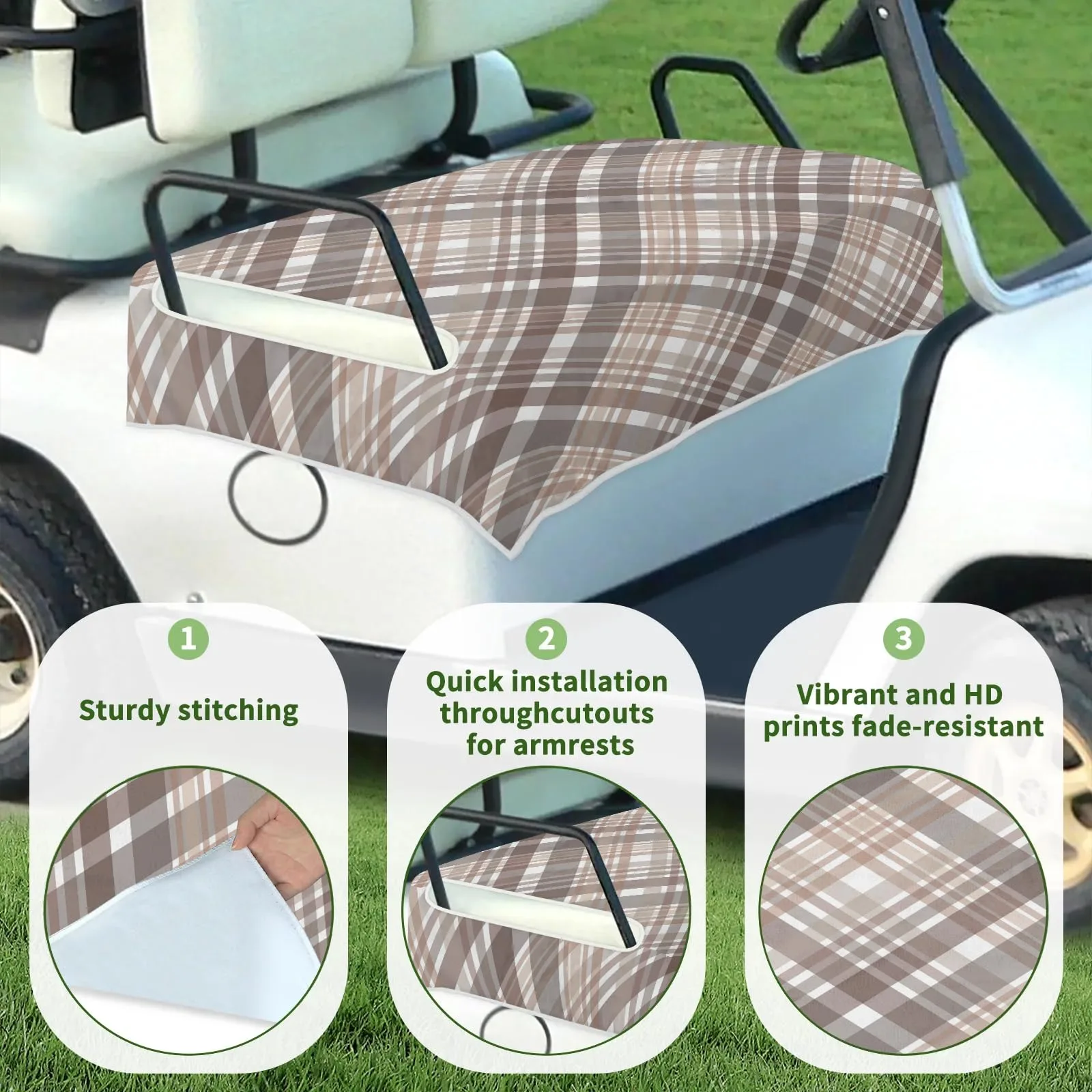 Tiveruda Gray Stripe Golf Cart Seat Cover, 51 x 31 Inch image 3