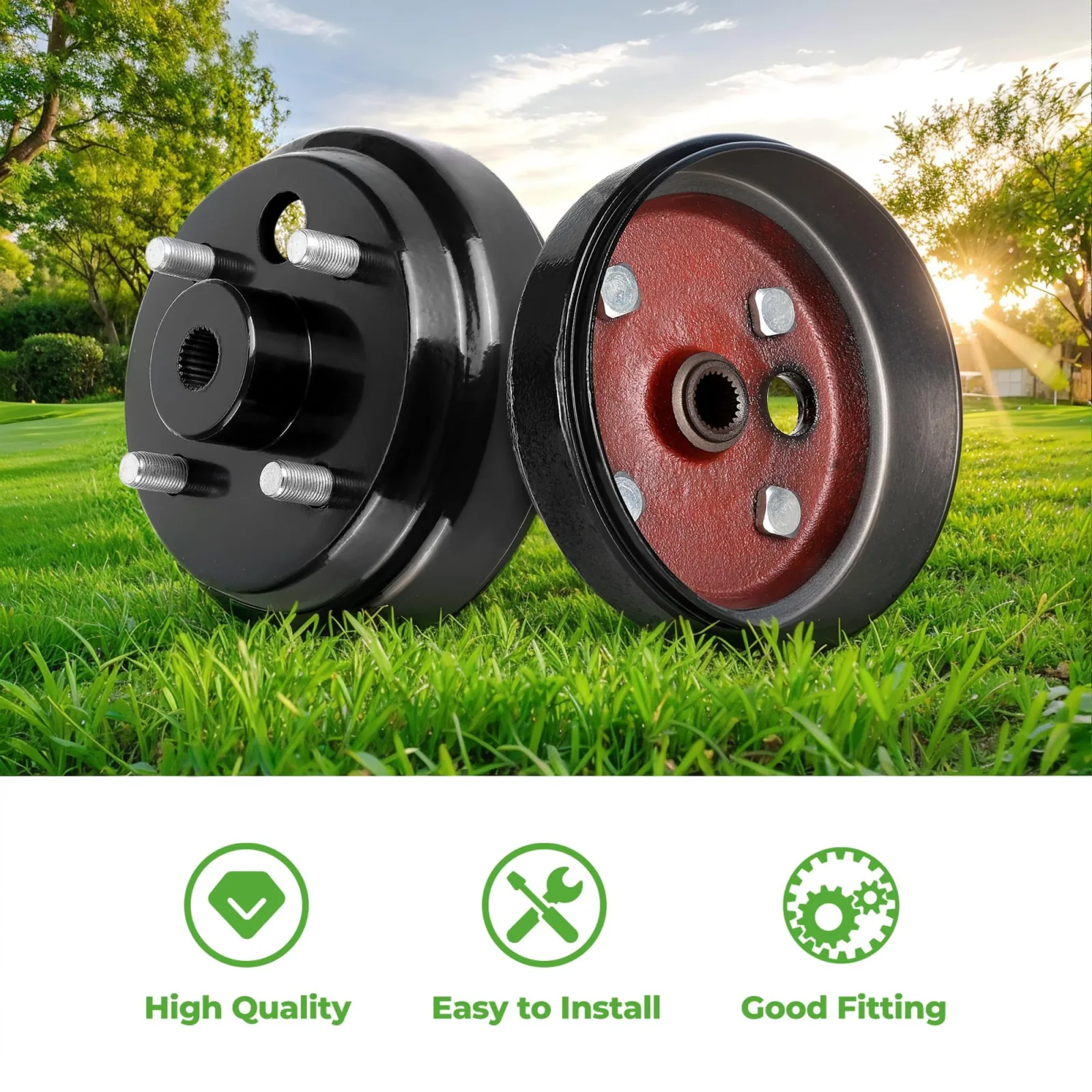 10L0L EZGO TXT Gas Brake Drum Assembly, 2-Pack image 4