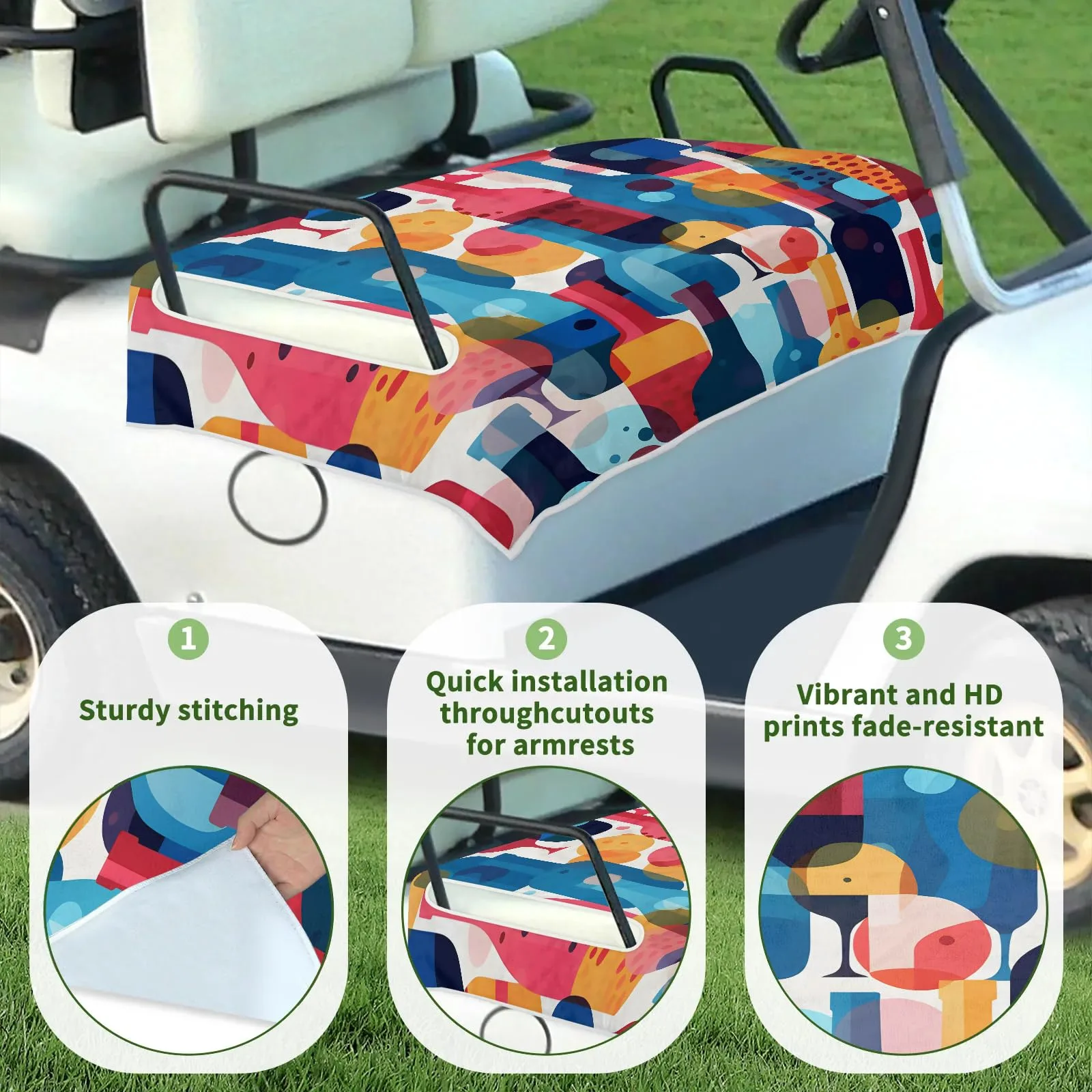 Tiveruda Golf Cart Seat Cover for Double Seats image 3