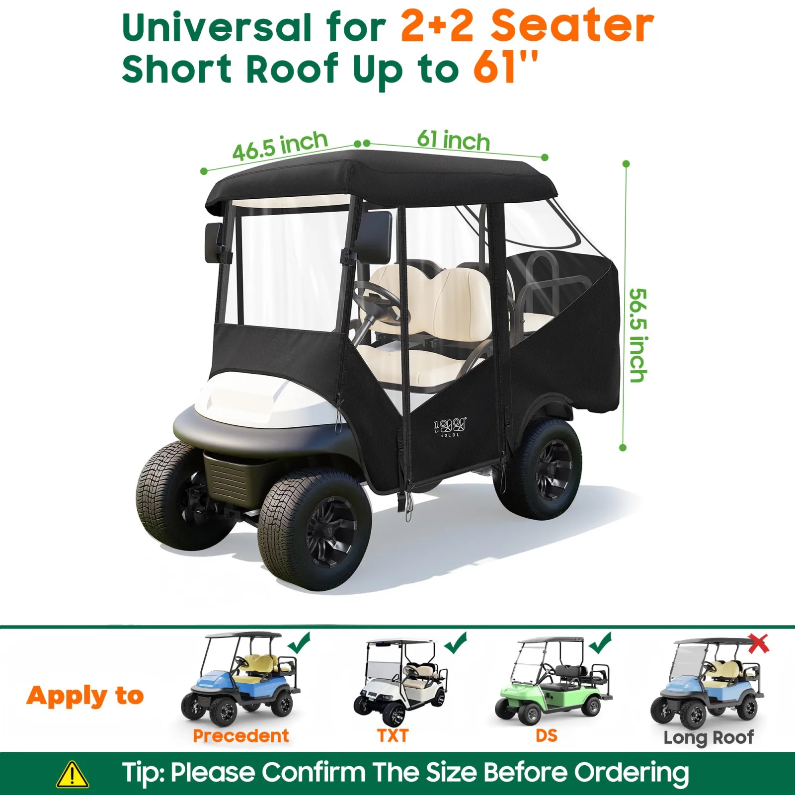 10L0L ACC-F57-F 4-Passenger Golf Cart Enclosure image 3