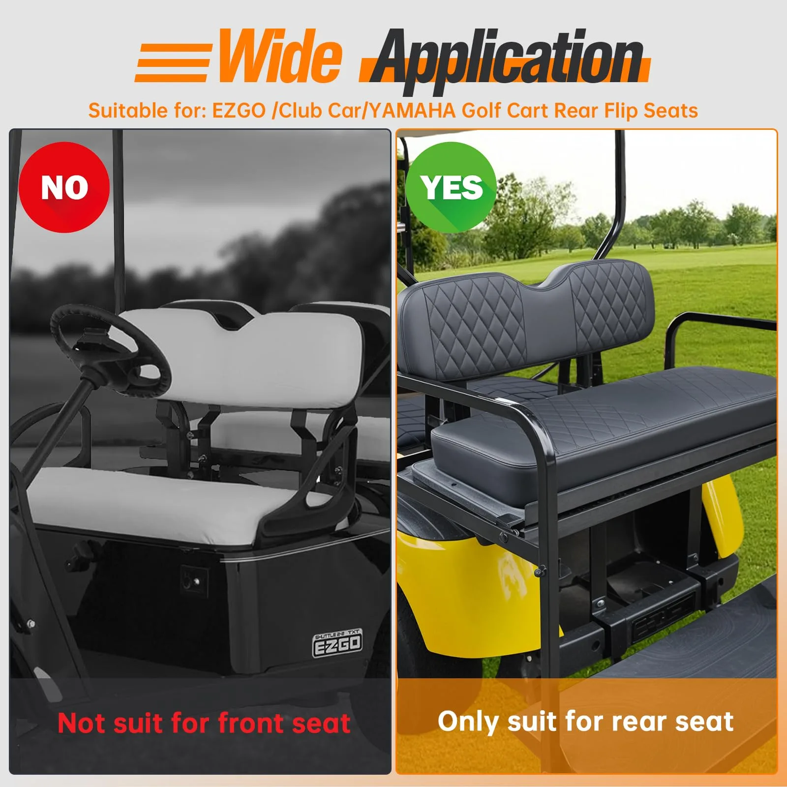 GODCTSUP Rear Flip-Seat Cushion Set for Club Car, E-Z-GO, Yamaha — G9-TYHZD-02 image 3