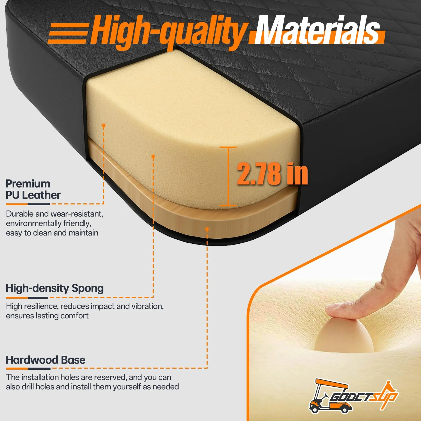 GODCTSUP Rear Flip-Seat Cushion Set for Club Car, E-Z-GO, Yamaha — G9-TYHZD-02 image 4