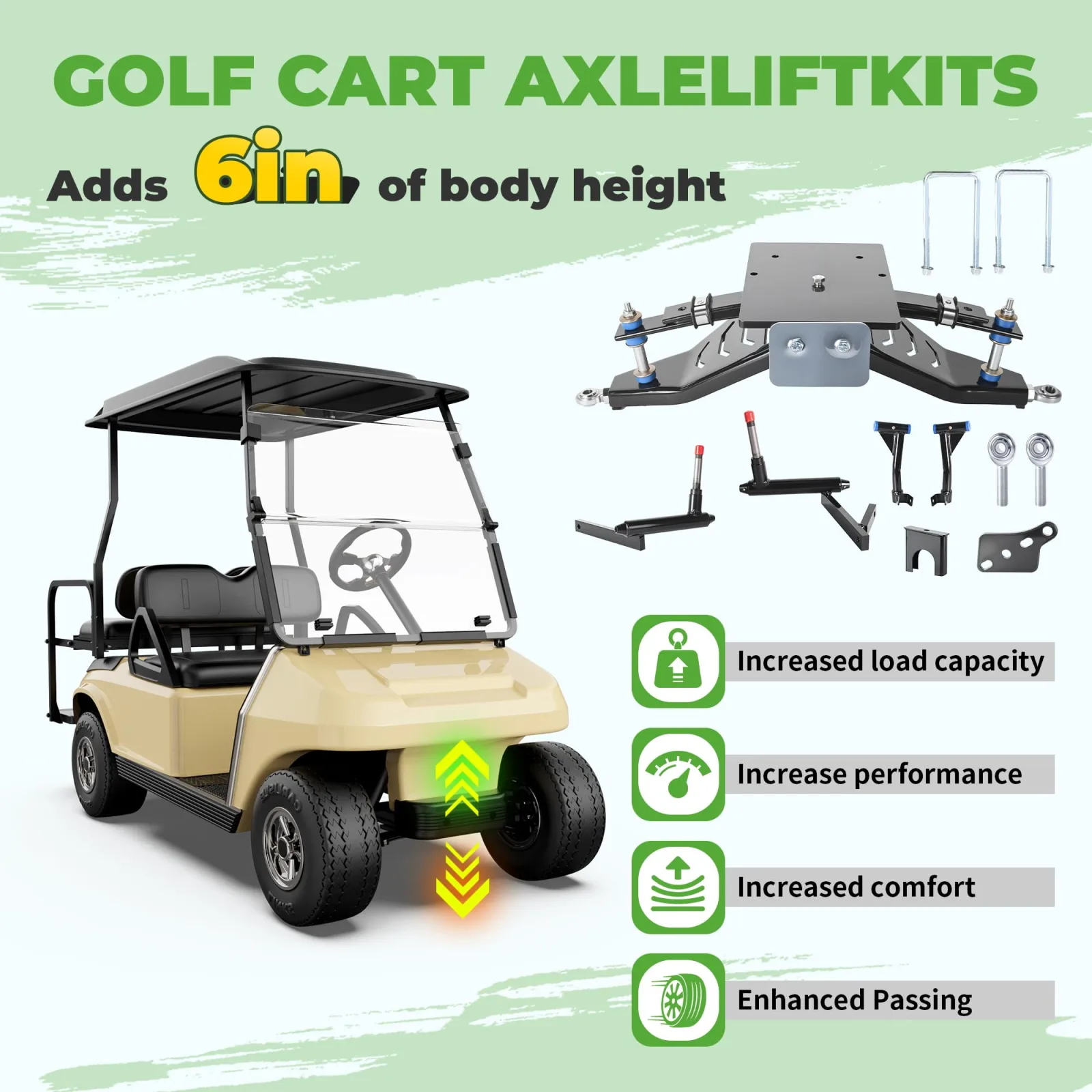 10L0L 6-Inch Lift Kit for Club Car DS Electric Golf Carts image 3