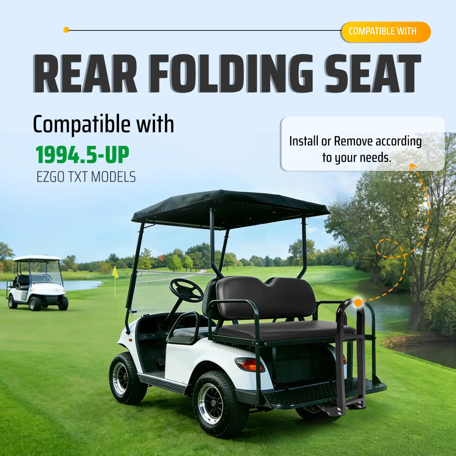 ECOTRIC Rear Seat Kit with Grab Bar for E-Z-GO TXT image 2